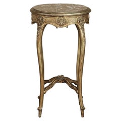 19th Century French Giltwood Marble Top Lamp Table