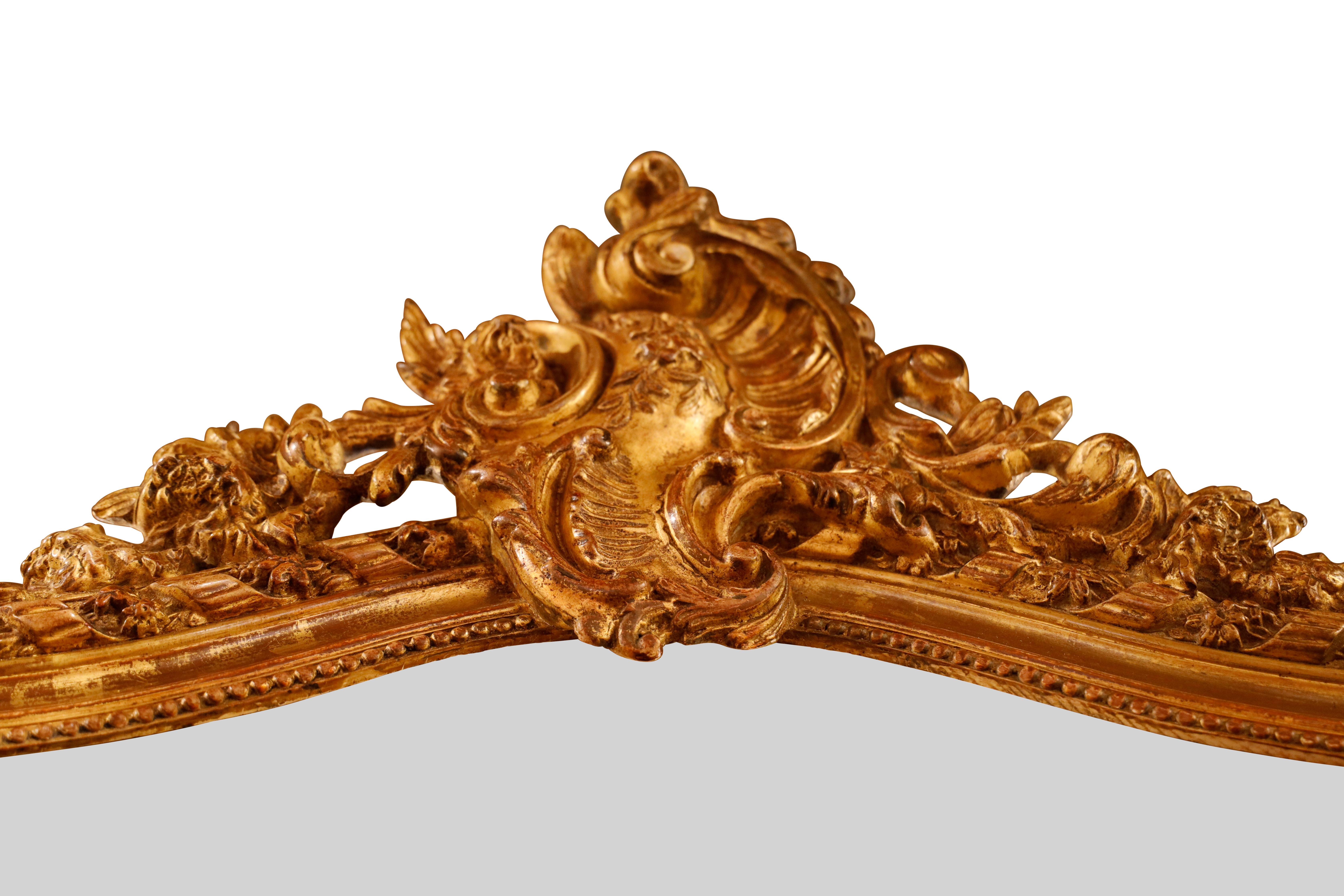 Dorato Specchio in legno dorato francese del XIX secolo in vendita