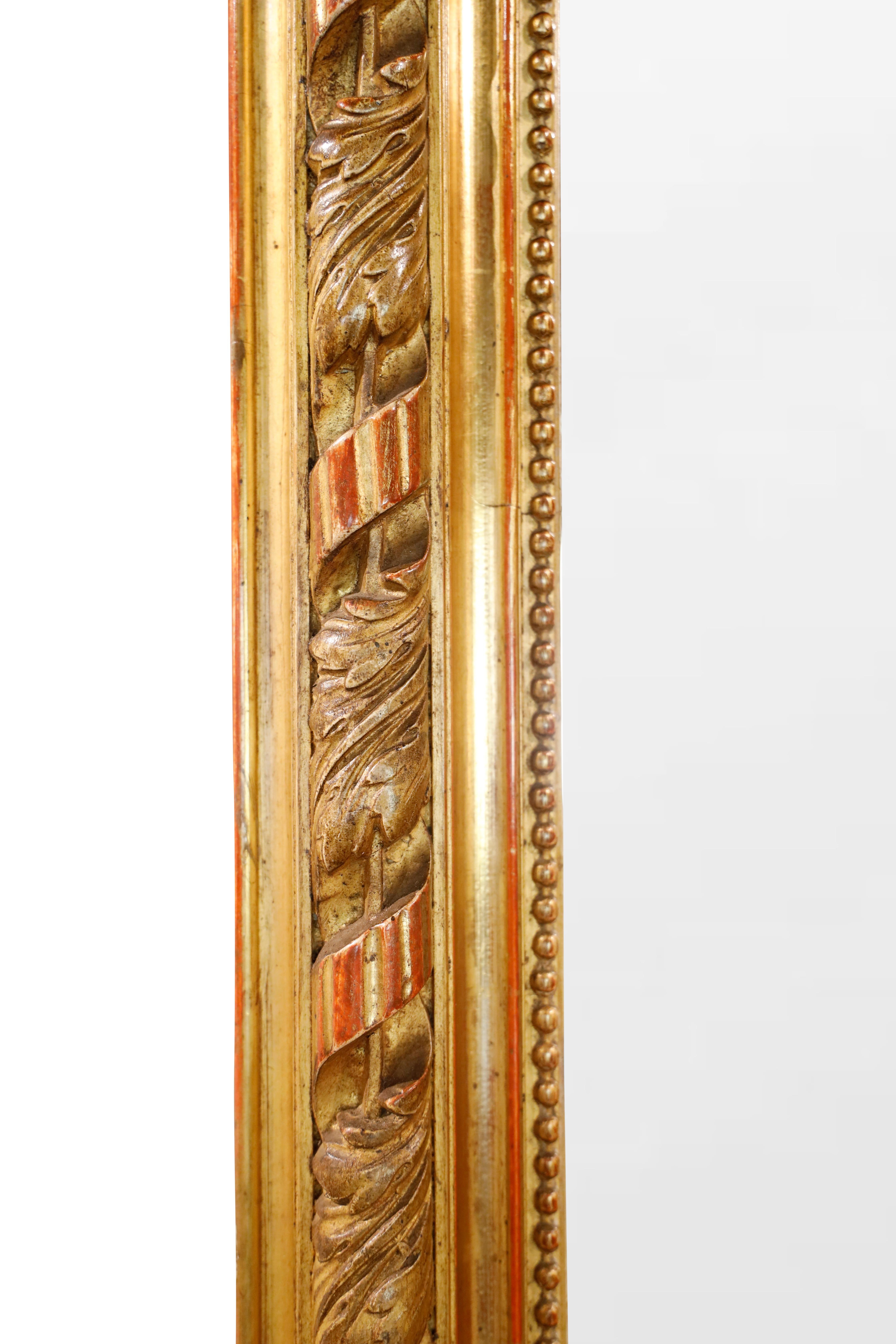 Miroir en bois doré français du 19e siècle Excellent état - En vente à Woodbury, CT