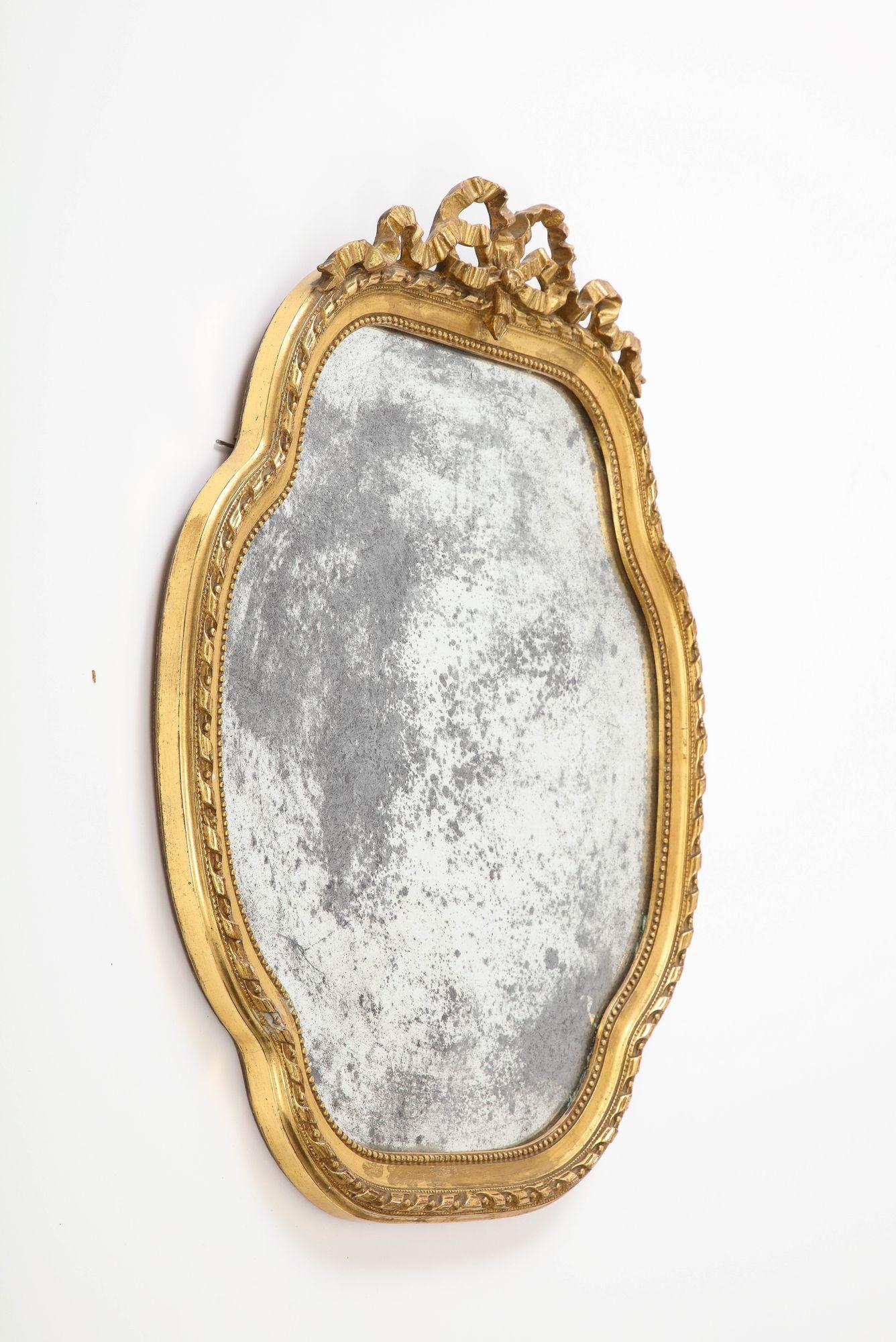 19th Century French Giltwood Mirror with Bow Crown 3