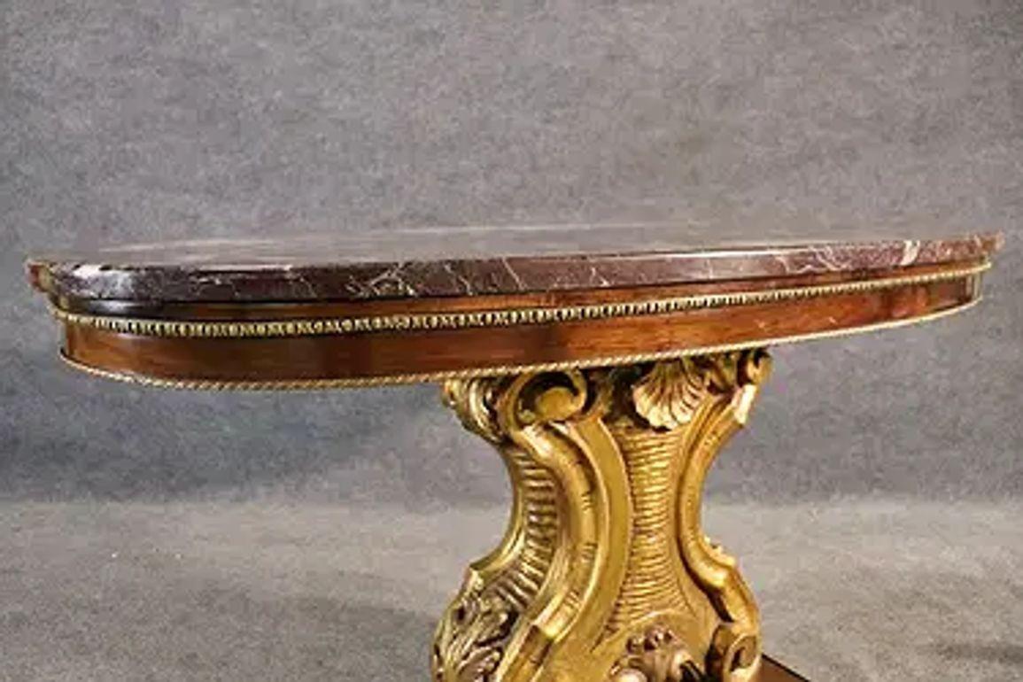 19th Century French Giltwood Occasional Table with Rouge Marble Top In Good Condition For Sale In Dallas, TX
