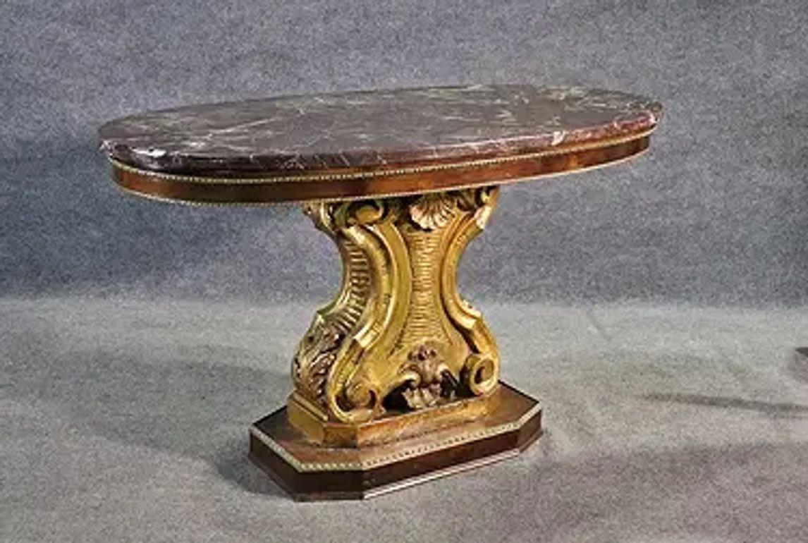 19th Century French Giltwood Occasional Table with Rouge Marble Top For Sale 3