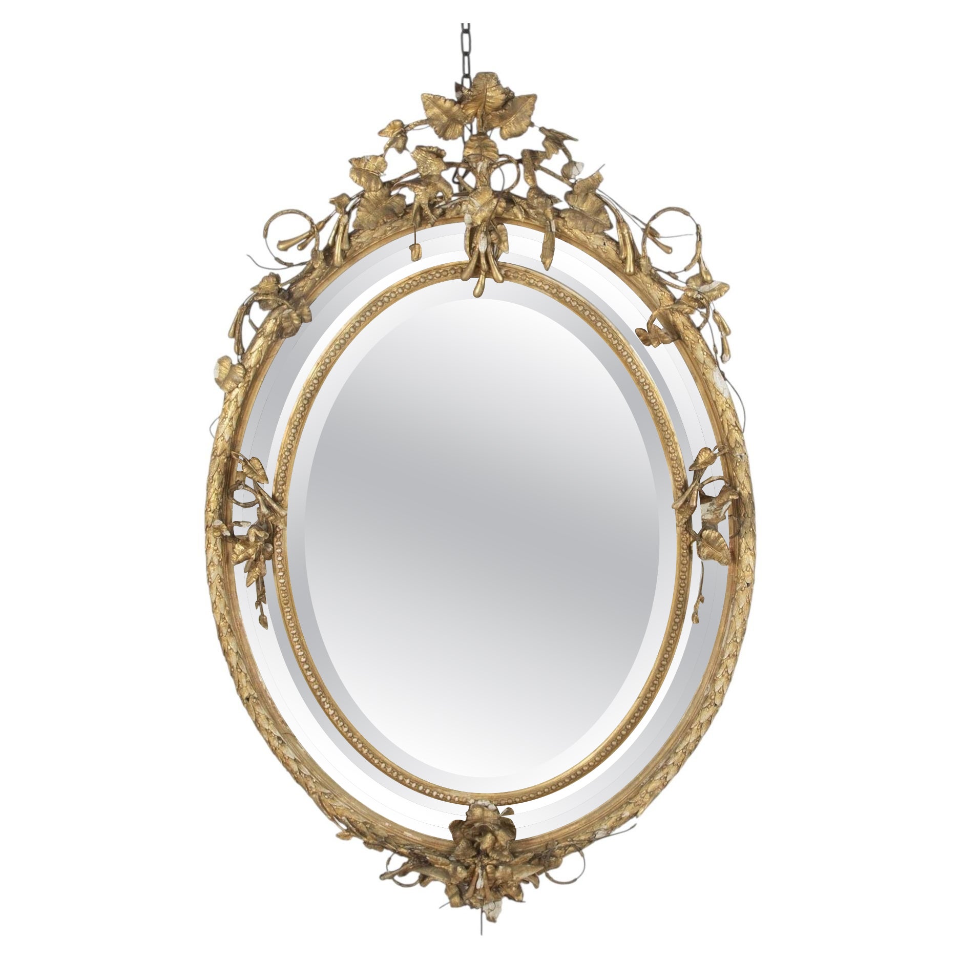 19th Century French Giltwood Oval Mirror