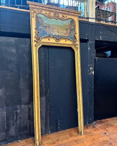 19th-Century French Giltwood Overdoor with Oil Painting, Louis XV Style
