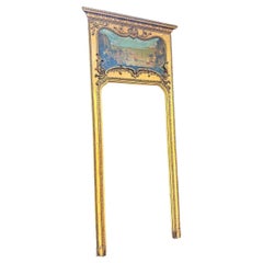 19th-Century French Giltwood Overdoor with Oil Painting, Louis XV Style