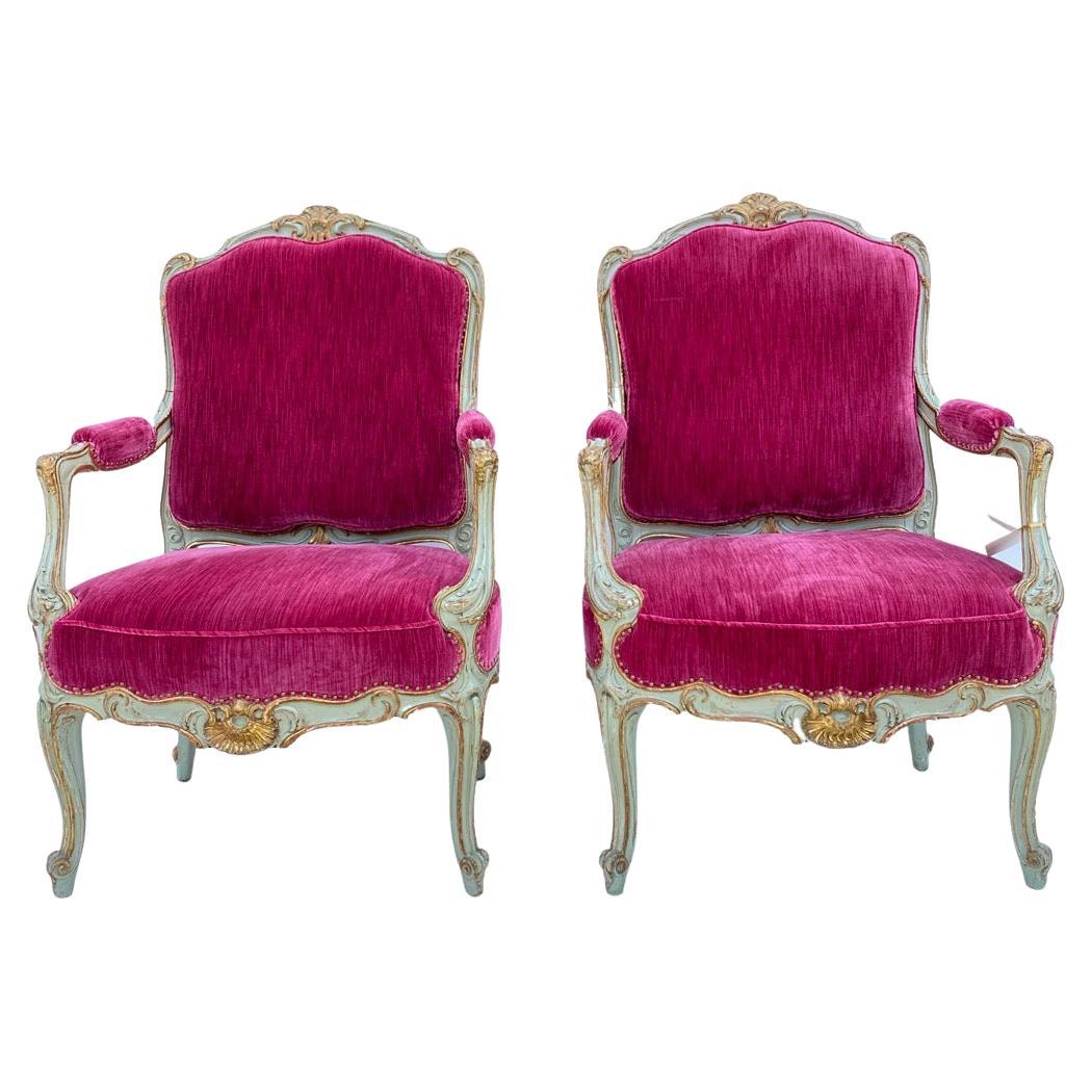 19th Century French Giltwood & Painted Armchairs