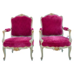 19th Century French Giltwood & Painted Armchairs