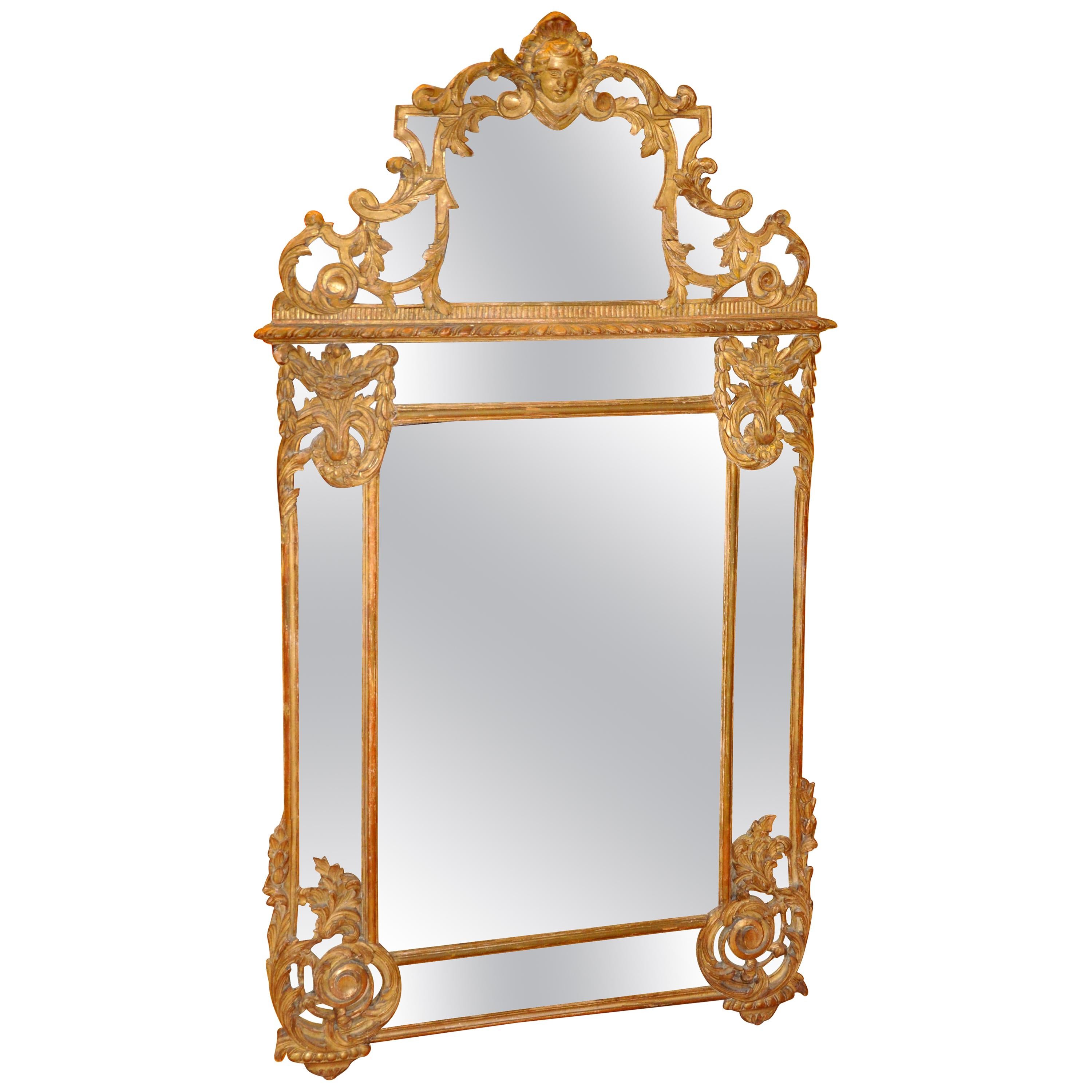 19th Century French Giltwood Regence Style Mirror