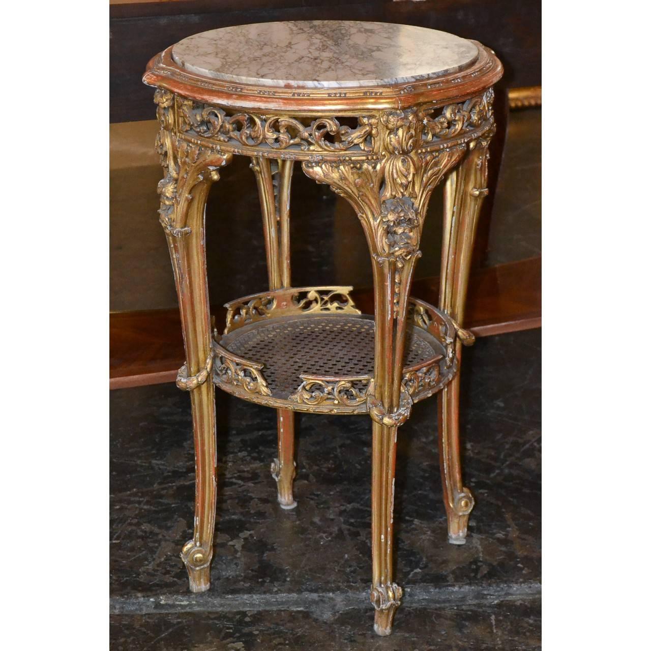 19th Century French Giltwood Side Table In Good Condition In Dallas, TX