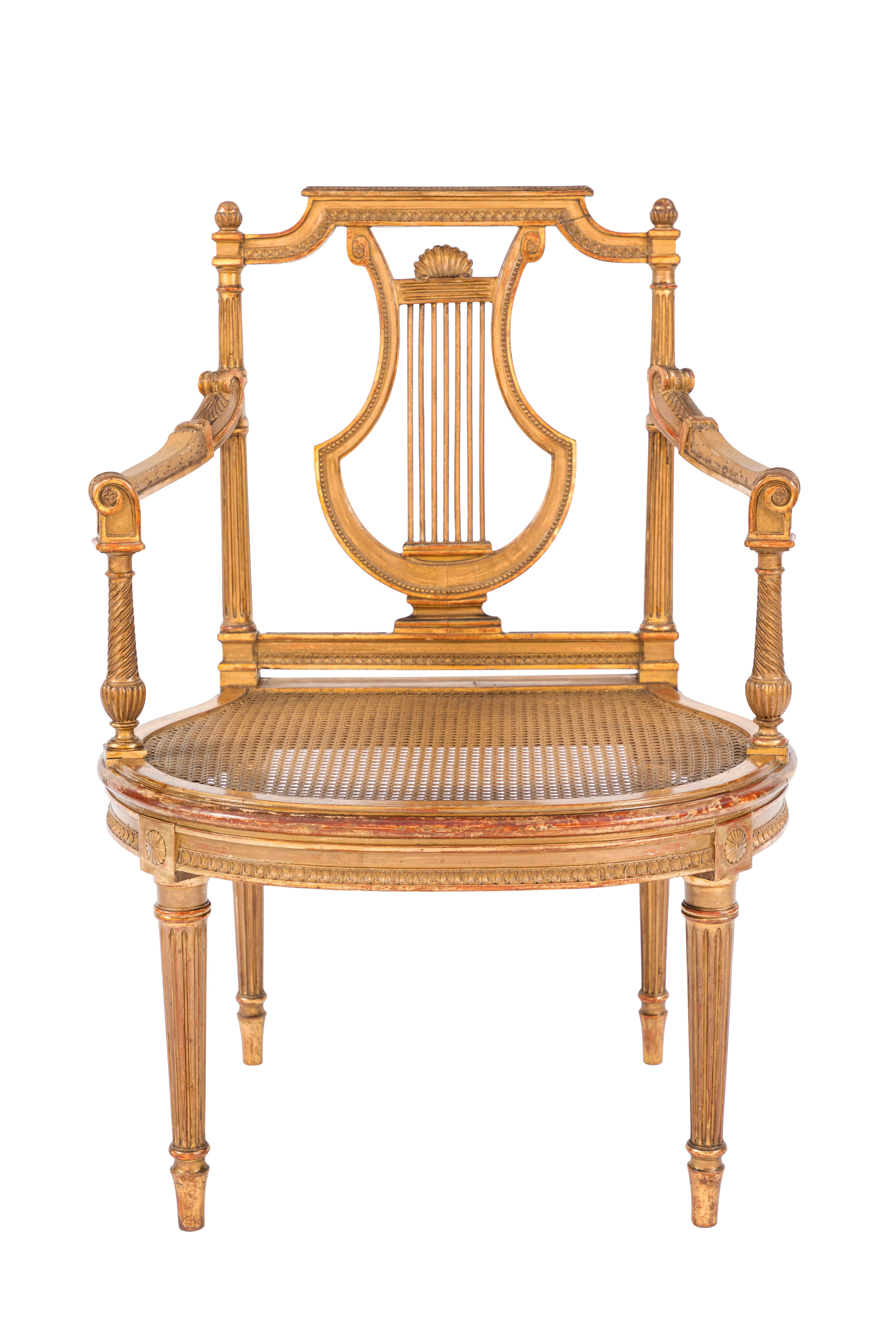19th Century French Giltwood Single Open Arm Chair For Sale 3