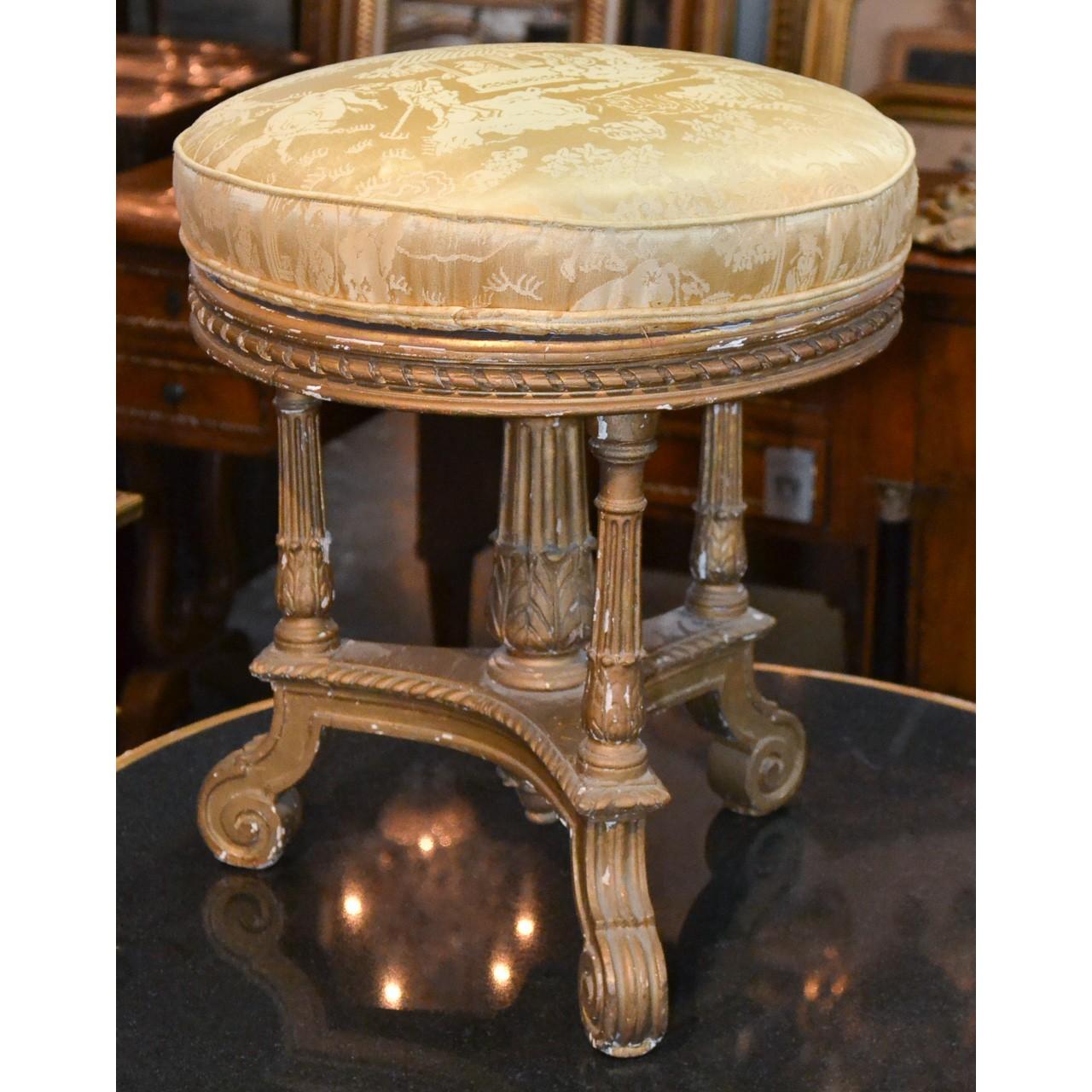 Carved 19th Century French Giltwood Stool