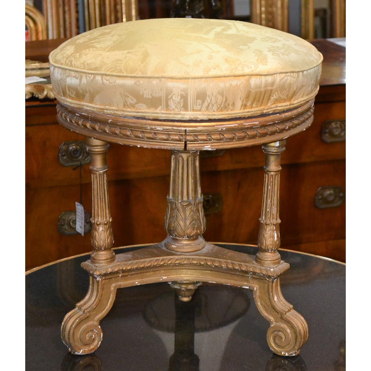 Wood 19th Century French Giltwood Stool