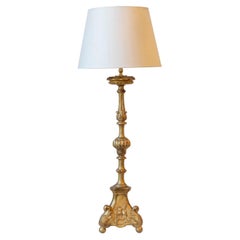 19th Century French Giltwood Table Lamp with Ornate Carved Base