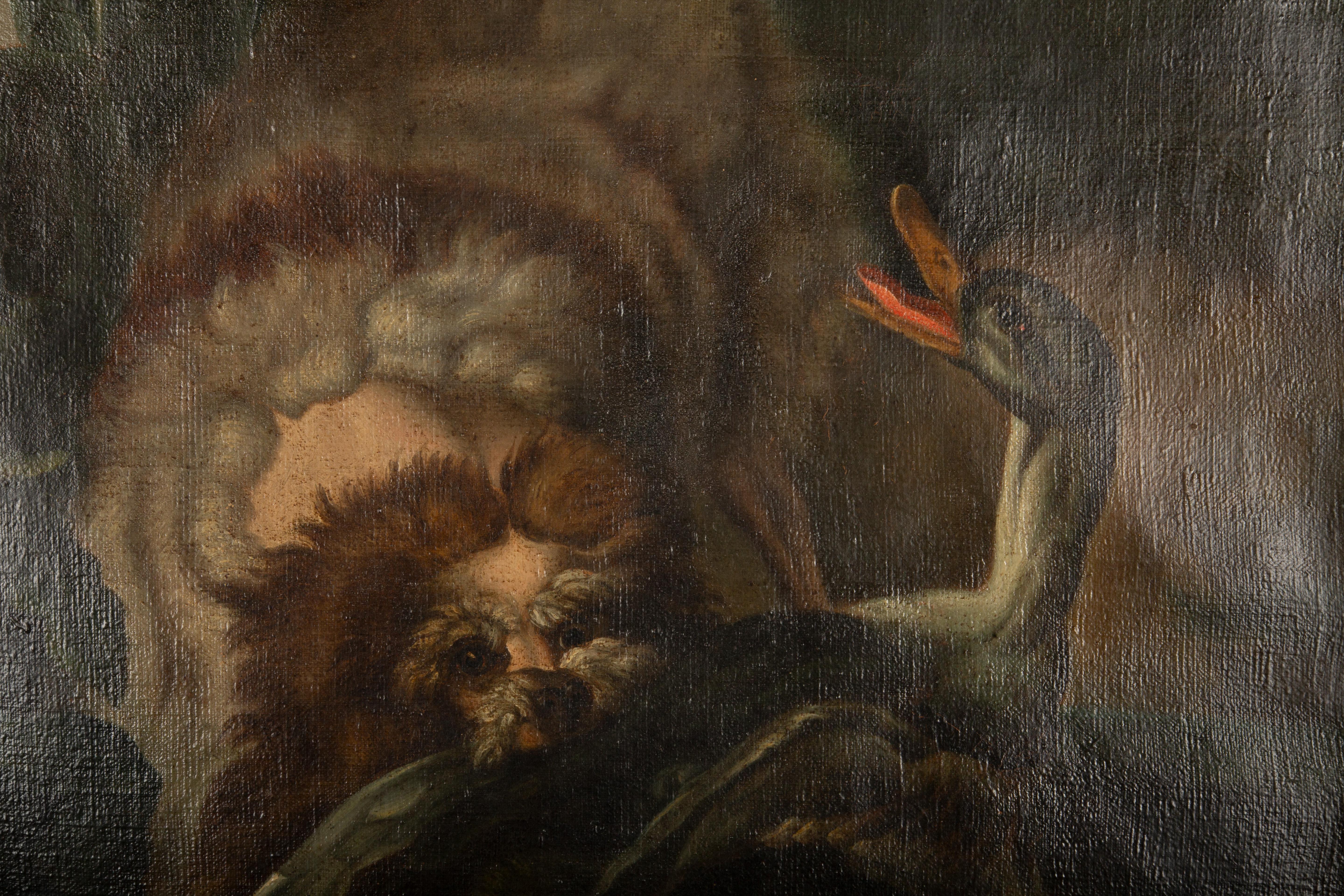 Napoléon III Miroir Trumeau français du 19e siècle en bois doré avec scène de chasse peinte à la main en vente