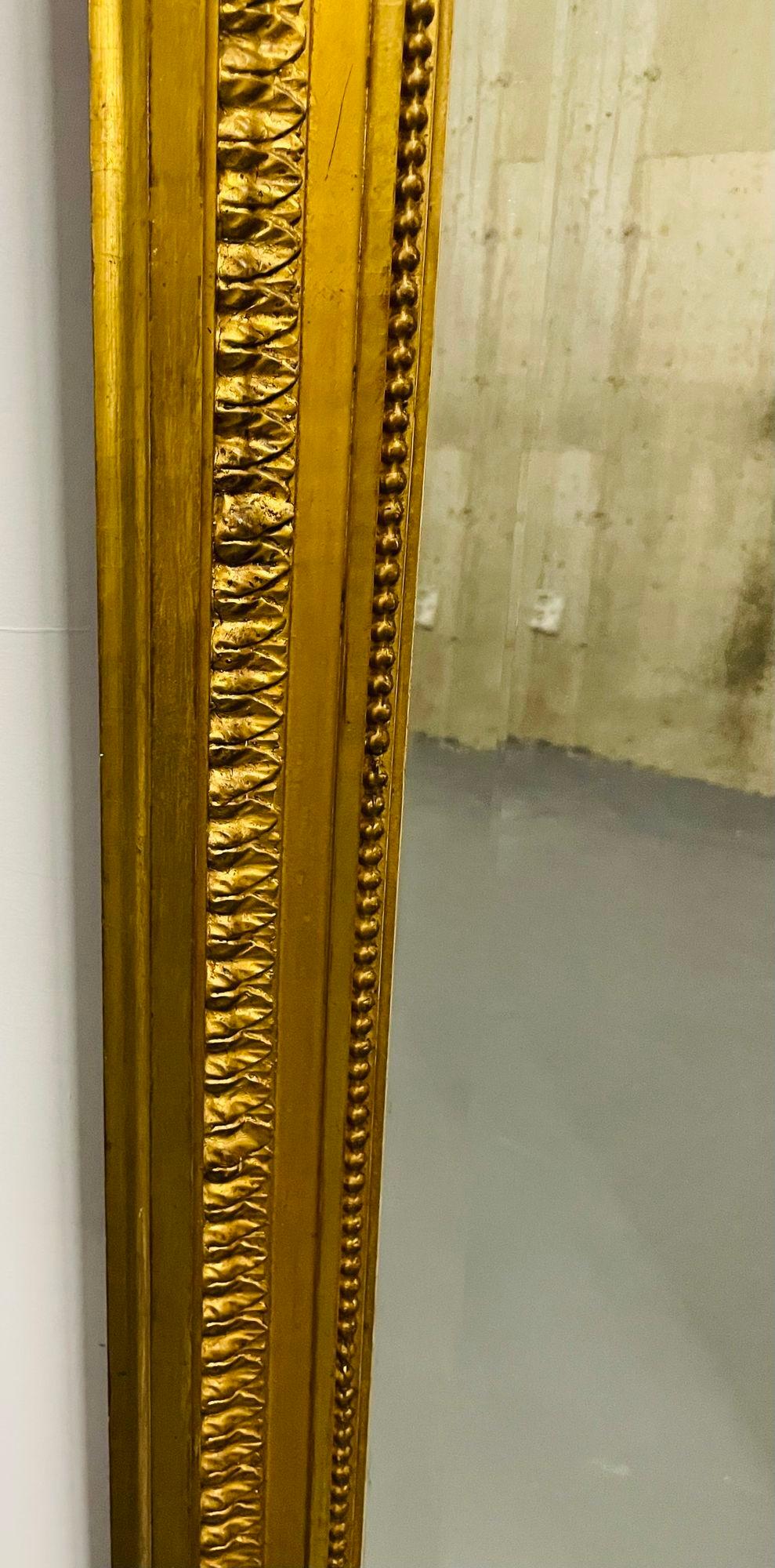 Espejo de pared, consola, muelle, de madera dorada francesa del siglo XIX, de cuerpo entero, de suelo en venta 5