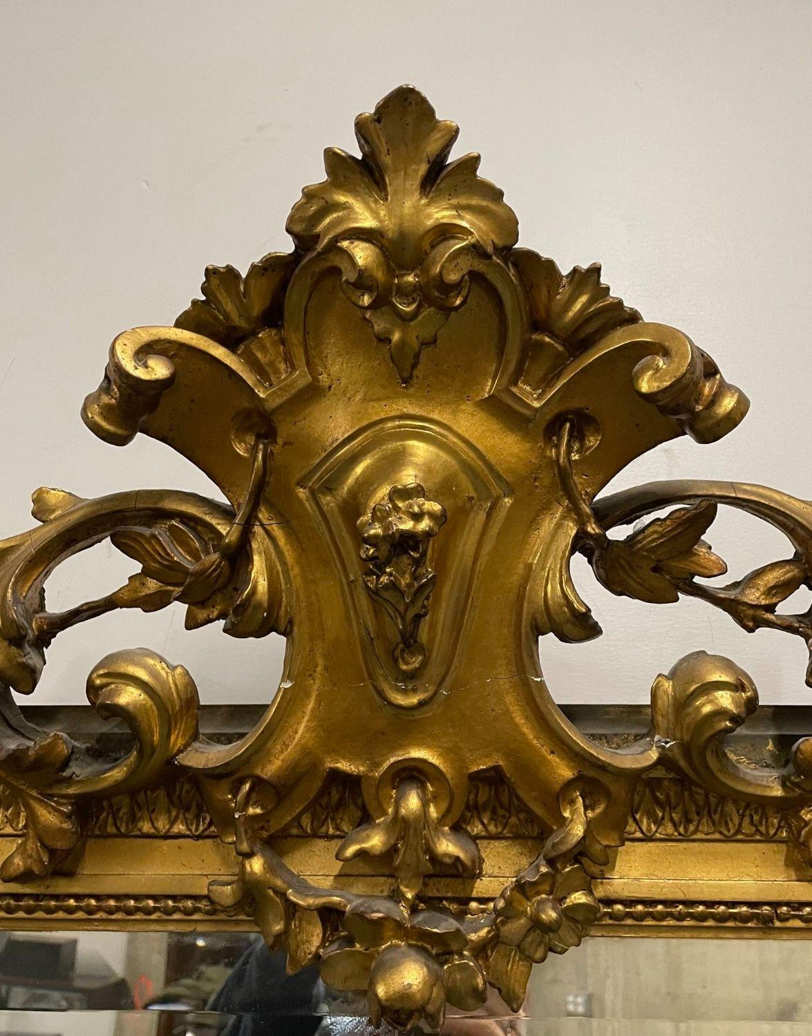 Espejo de pared, consola, muelle, de madera dorada francesa del siglo XIX, de cuerpo entero, de suelo Francés en venta
