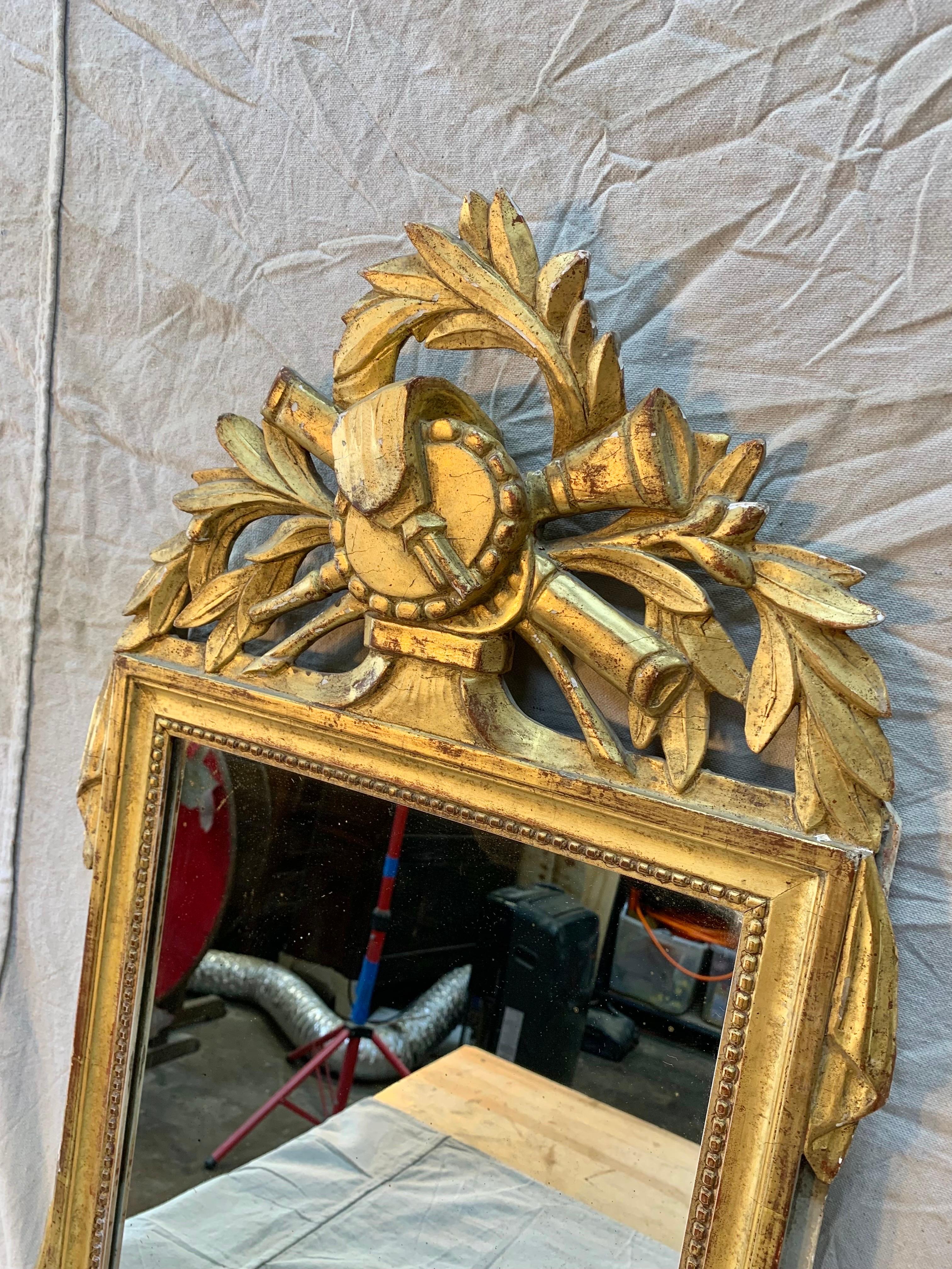 19th Century French Giltwood Wall Mirror In Good Condition For Sale In Burton, TX