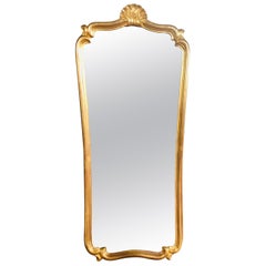 Specchio da parete in legno dorato francese del XIX secolo in stile Luigi XV con vetro originale