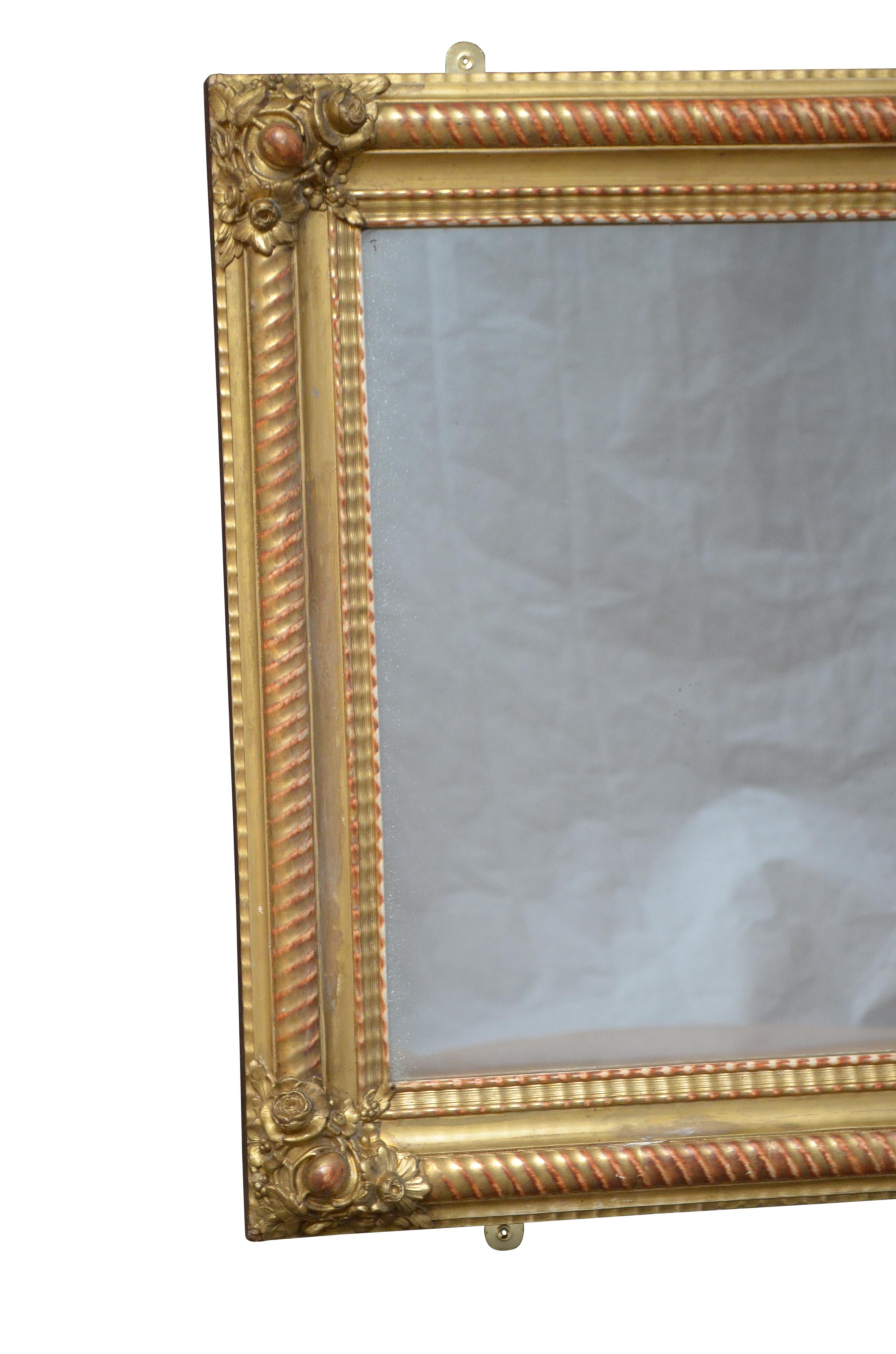 19th Century French Giltwood Wall Mirror Portrait or Landscape In Good Condition In Whaley Bridge, GB