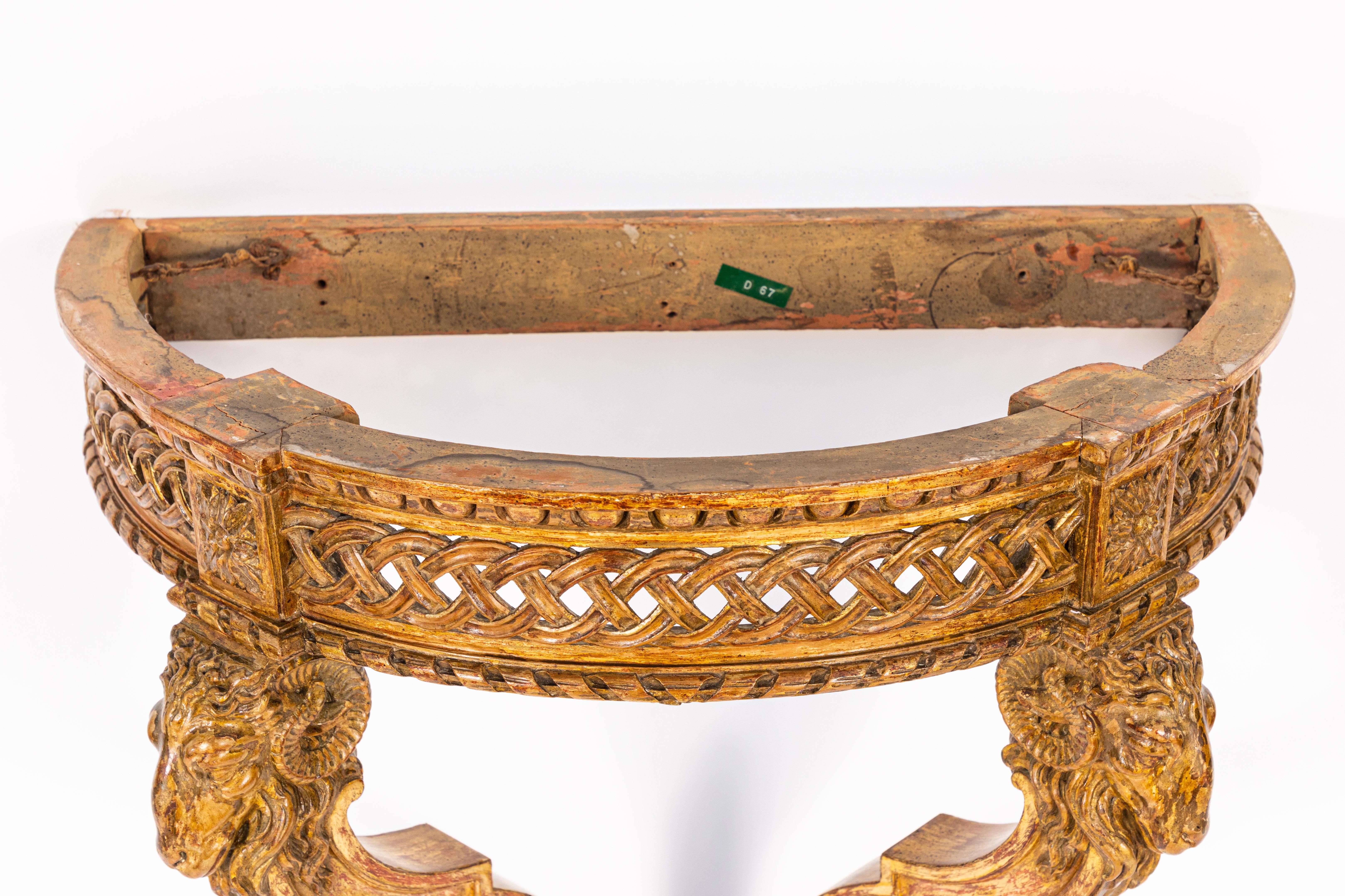 Hand-Carved 19th Century French Giltwood Wall Mounted Console