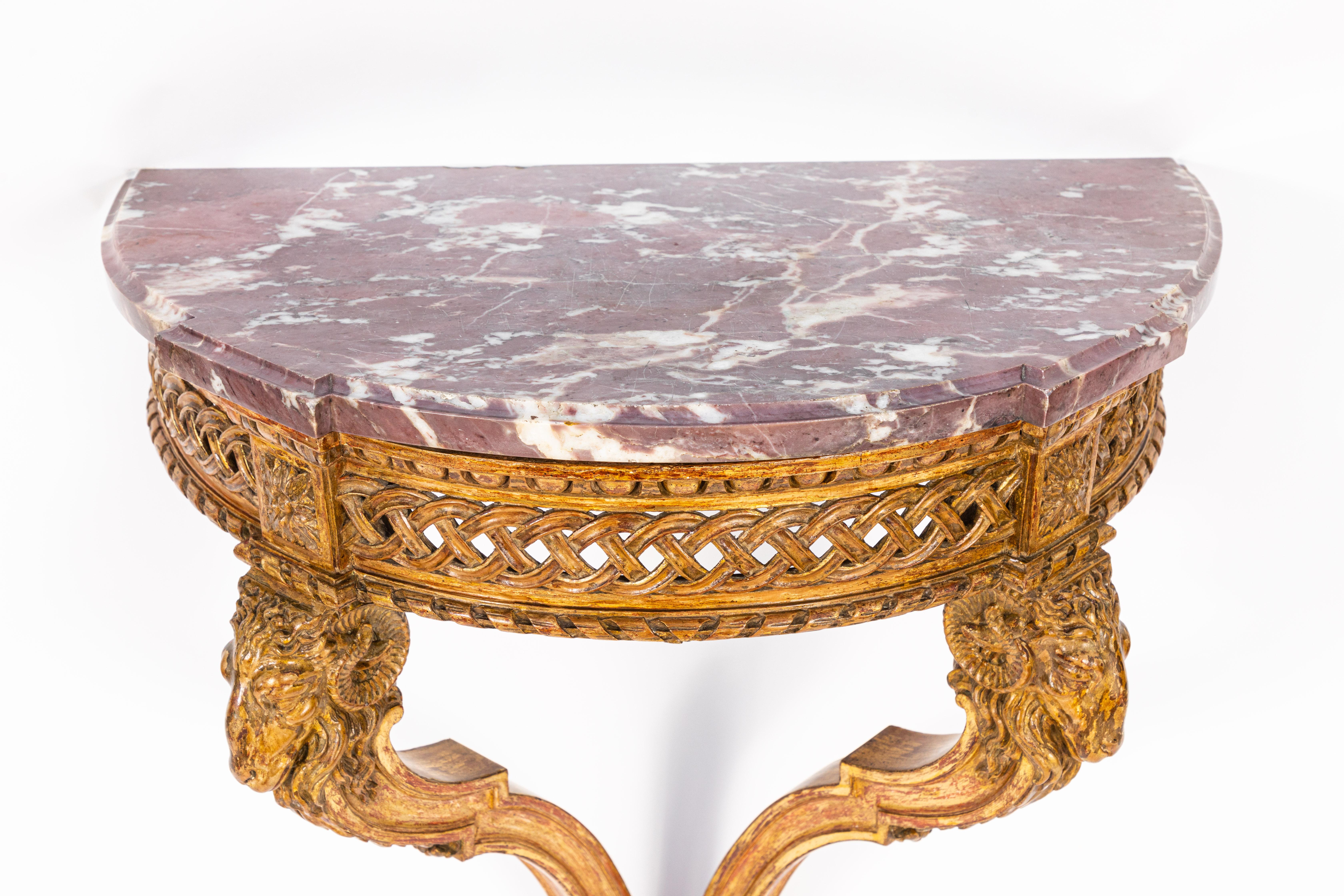 19th Century French Giltwood Wall Mounted Console In Good Condition In Los Angeles, CA