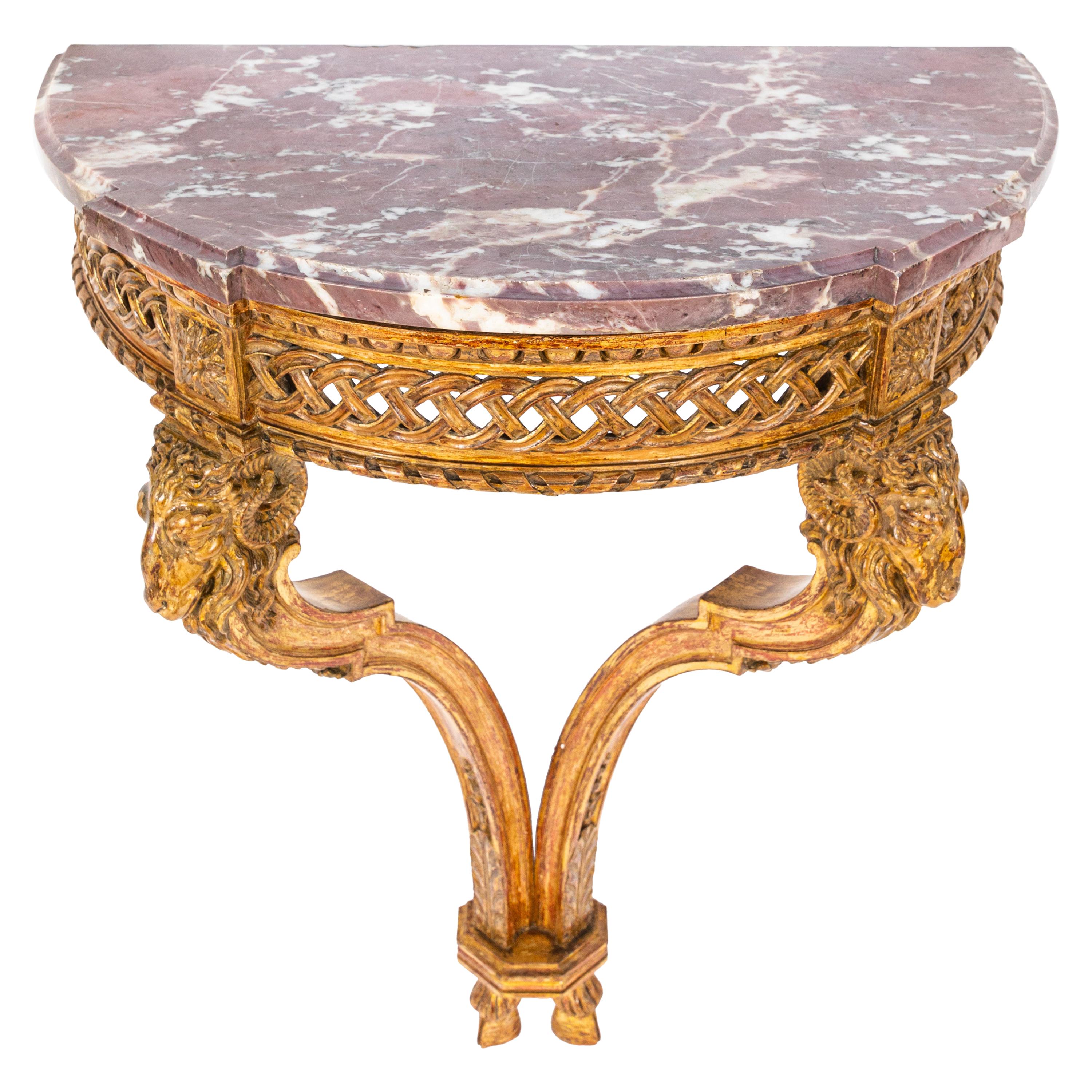 19th Century French Giltwood Wall Mounted Console