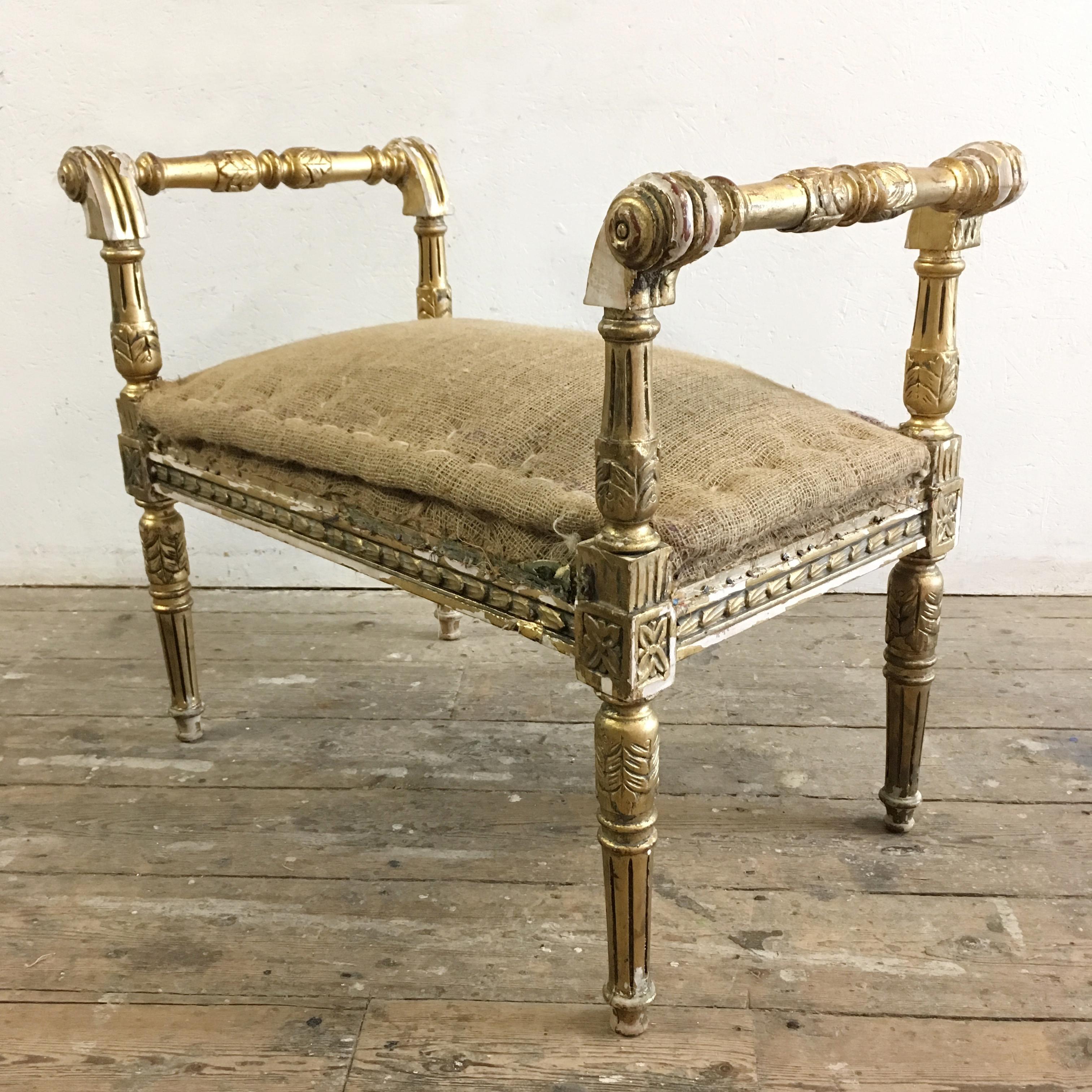 19th Century French Giltwood Window Seat 1