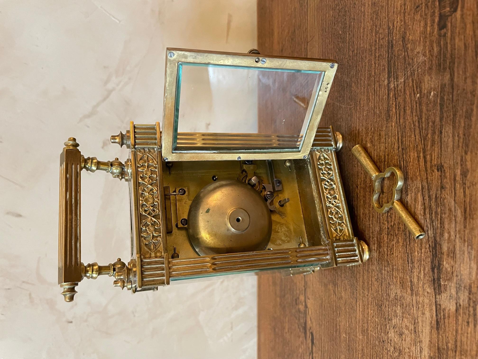19th Century French Glass and Bronze Officer's Clock in Its Boxe 7