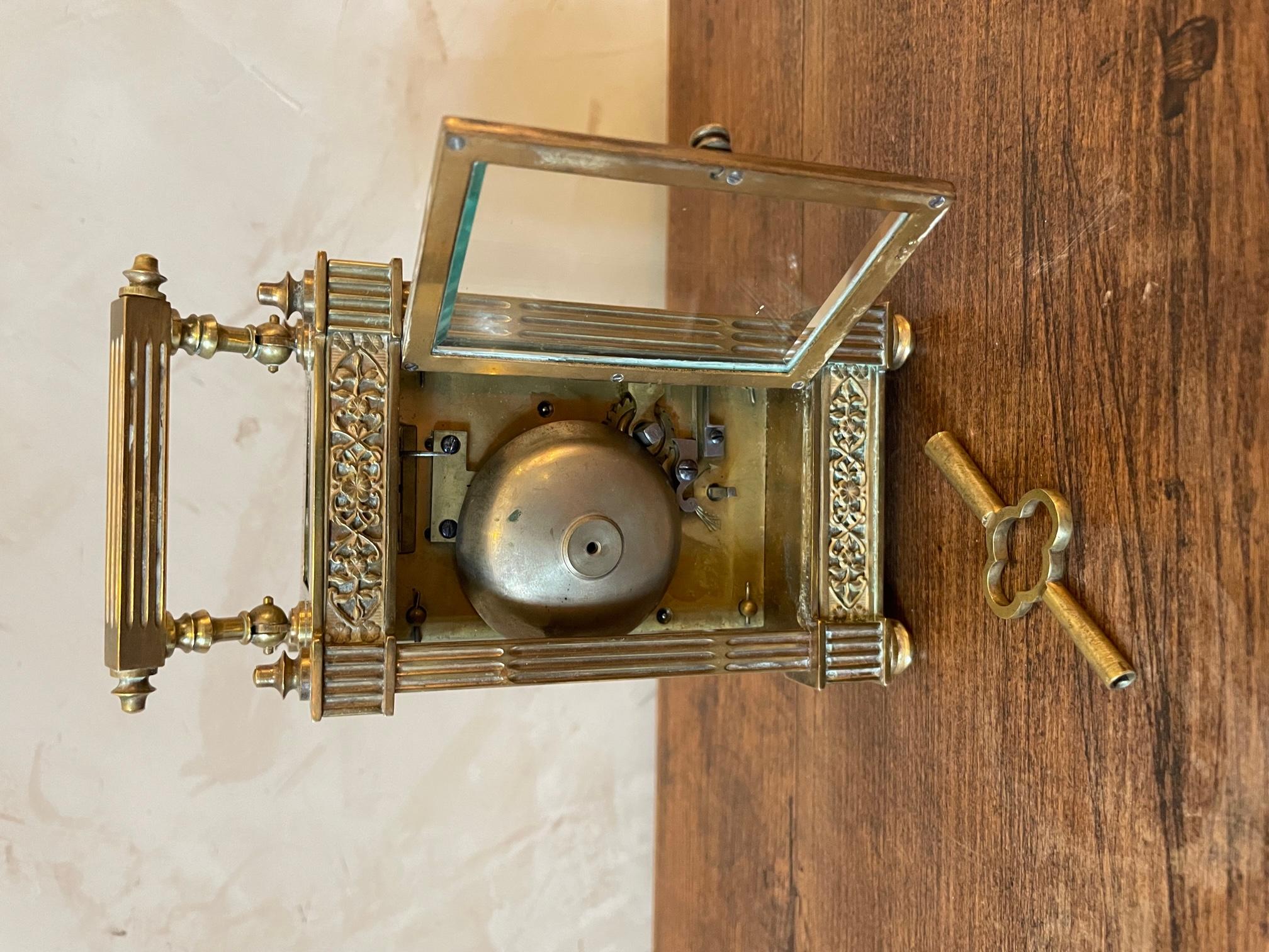 19th Century French Glass and Bronze Officer's Clock in Its Boxe 8