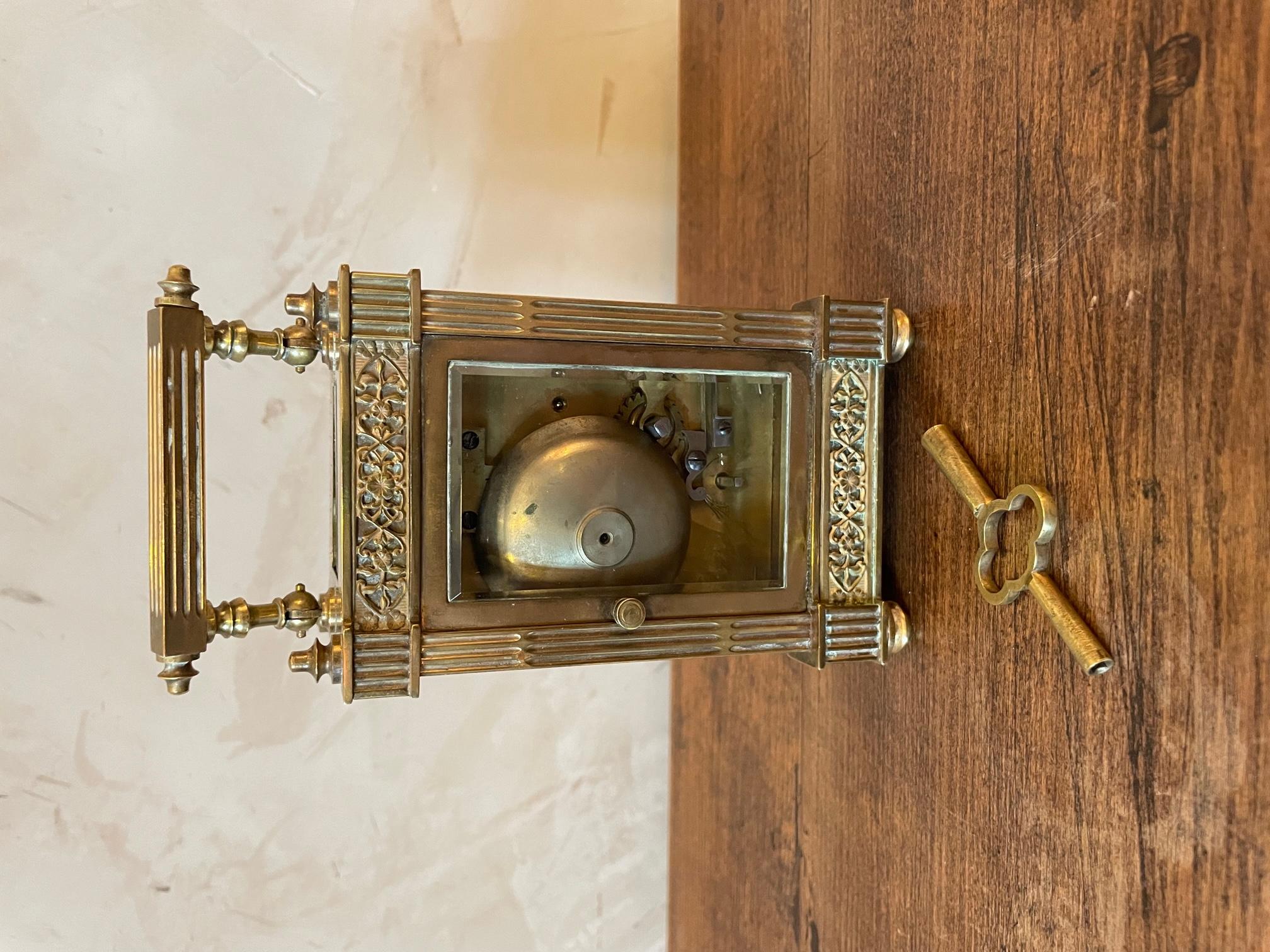 19th Century French Glass and Bronze Officer's Clock in Its Boxe 9