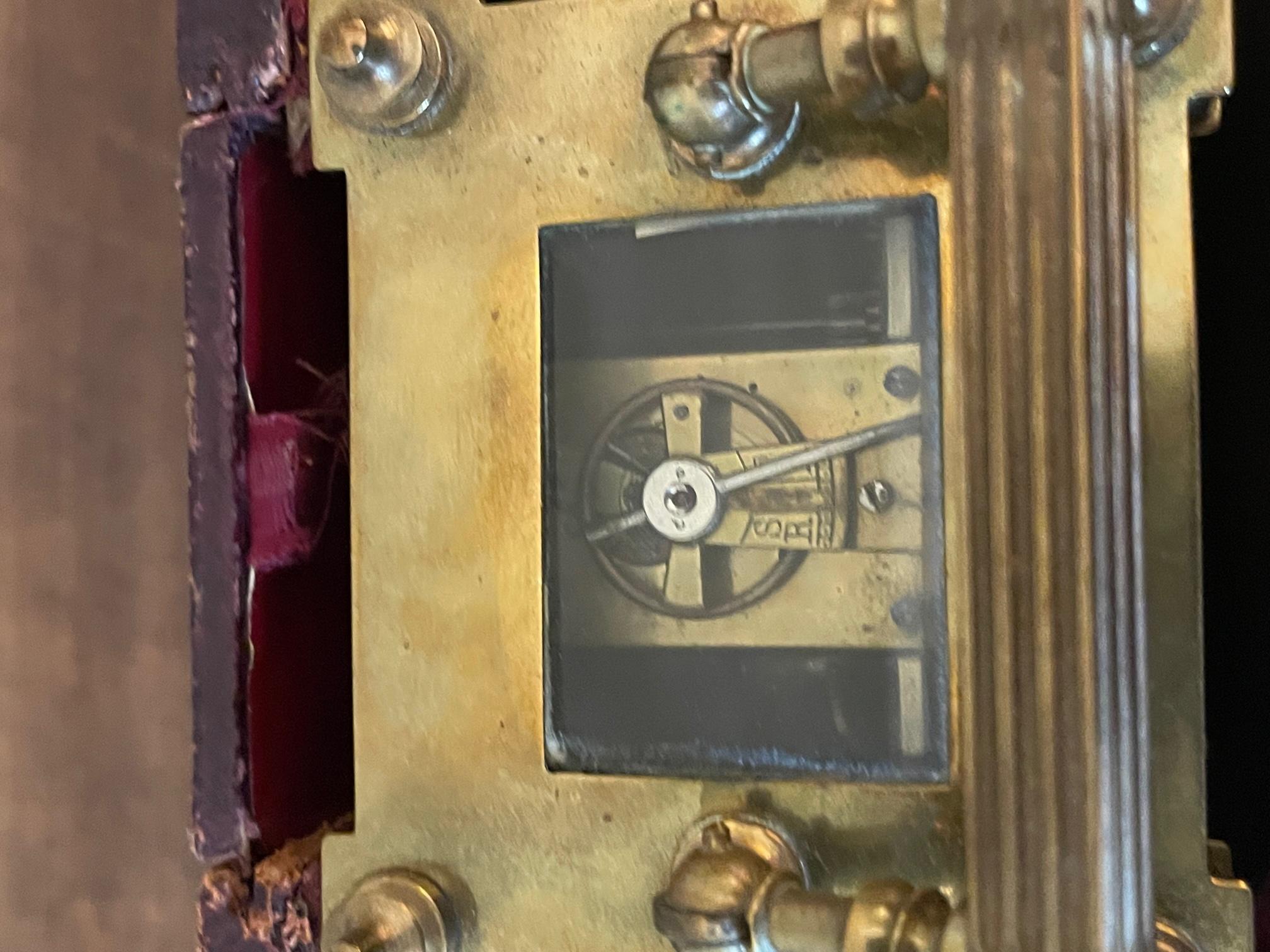 19th Century French Glass and Bronze Officer's Clock in Its Boxe 13