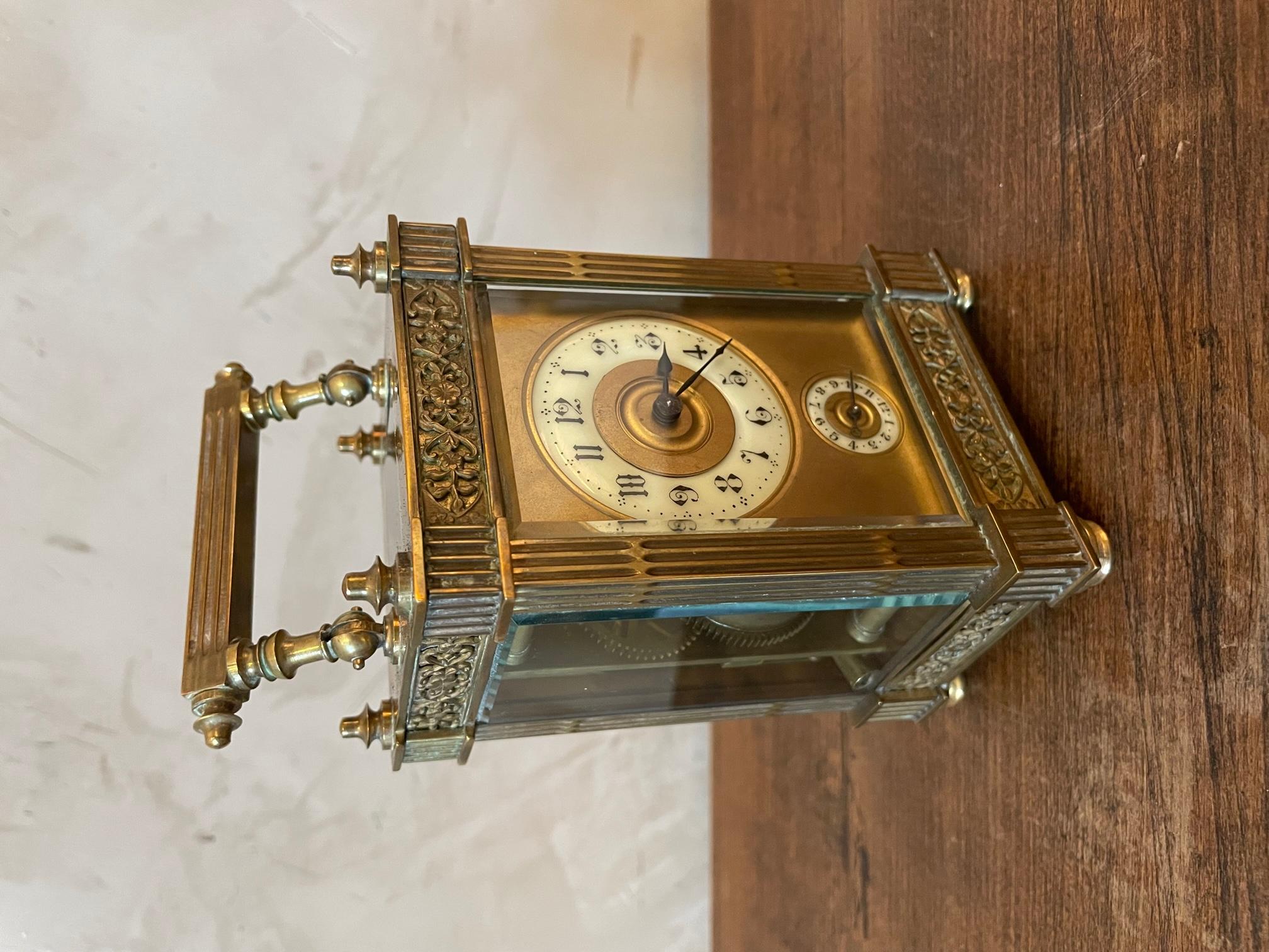 19th Century French Glass and Bronze Officer's Clock in Its Boxe 2
