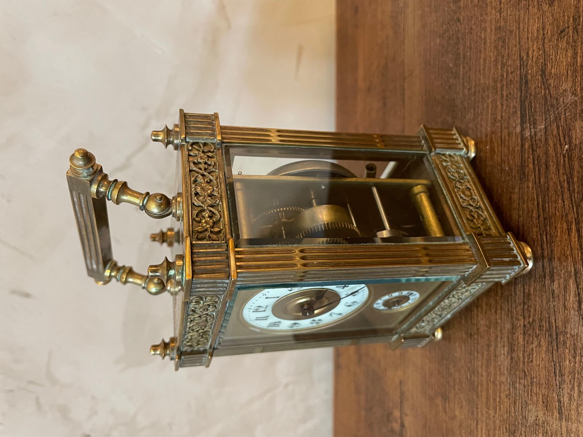 19th Century French Glass and Bronze Officer's Clock in Its Boxe 4