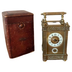 19th Century French Glass and Bronze Officer's Clock in Its Boxe