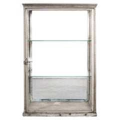 Used 19th Century French Glass and Chrome Shelved Shop Display Cabinet