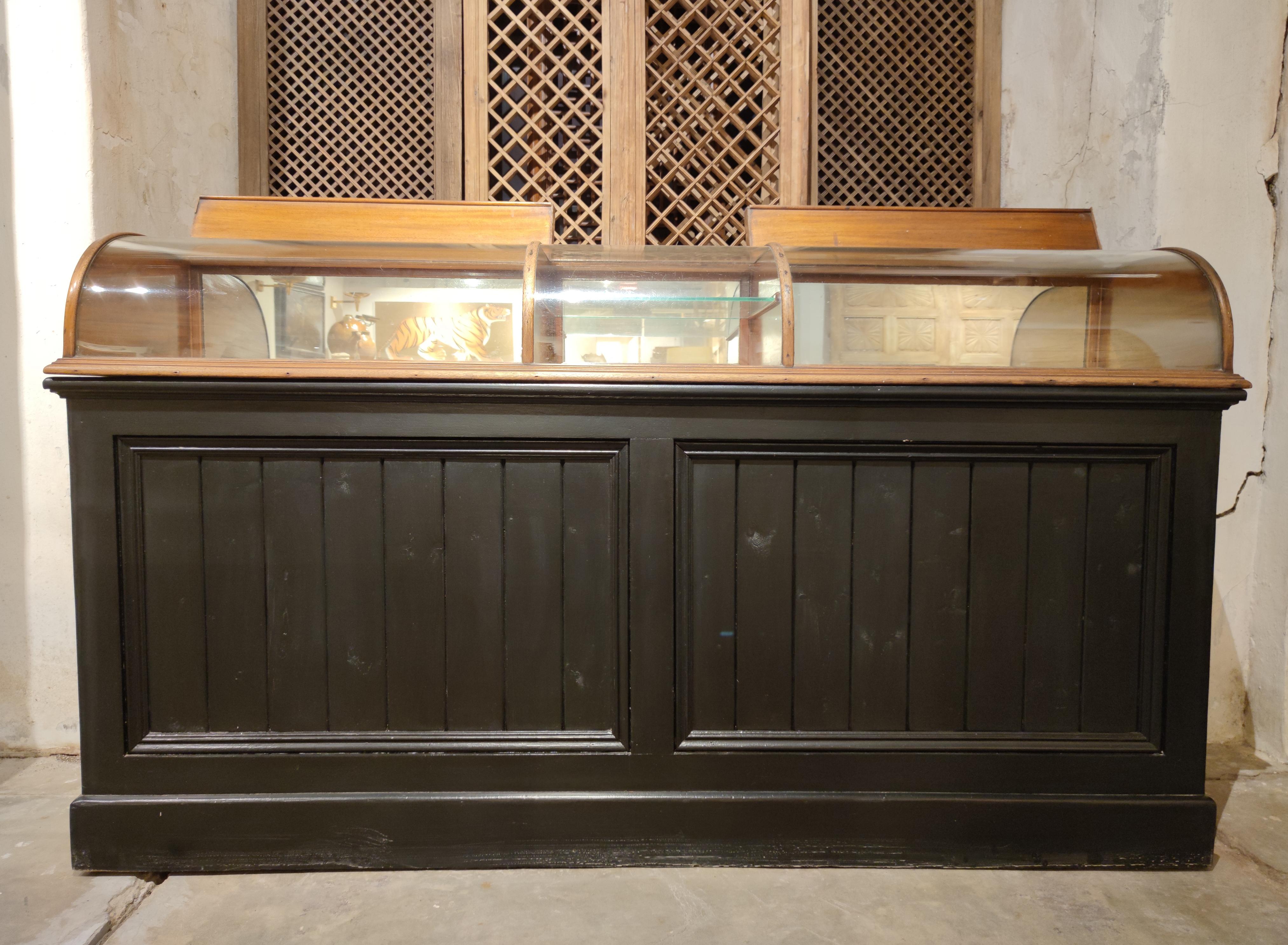 19th Century French Glass and Wood Shop Counter In Good Condition In Marbella, ES