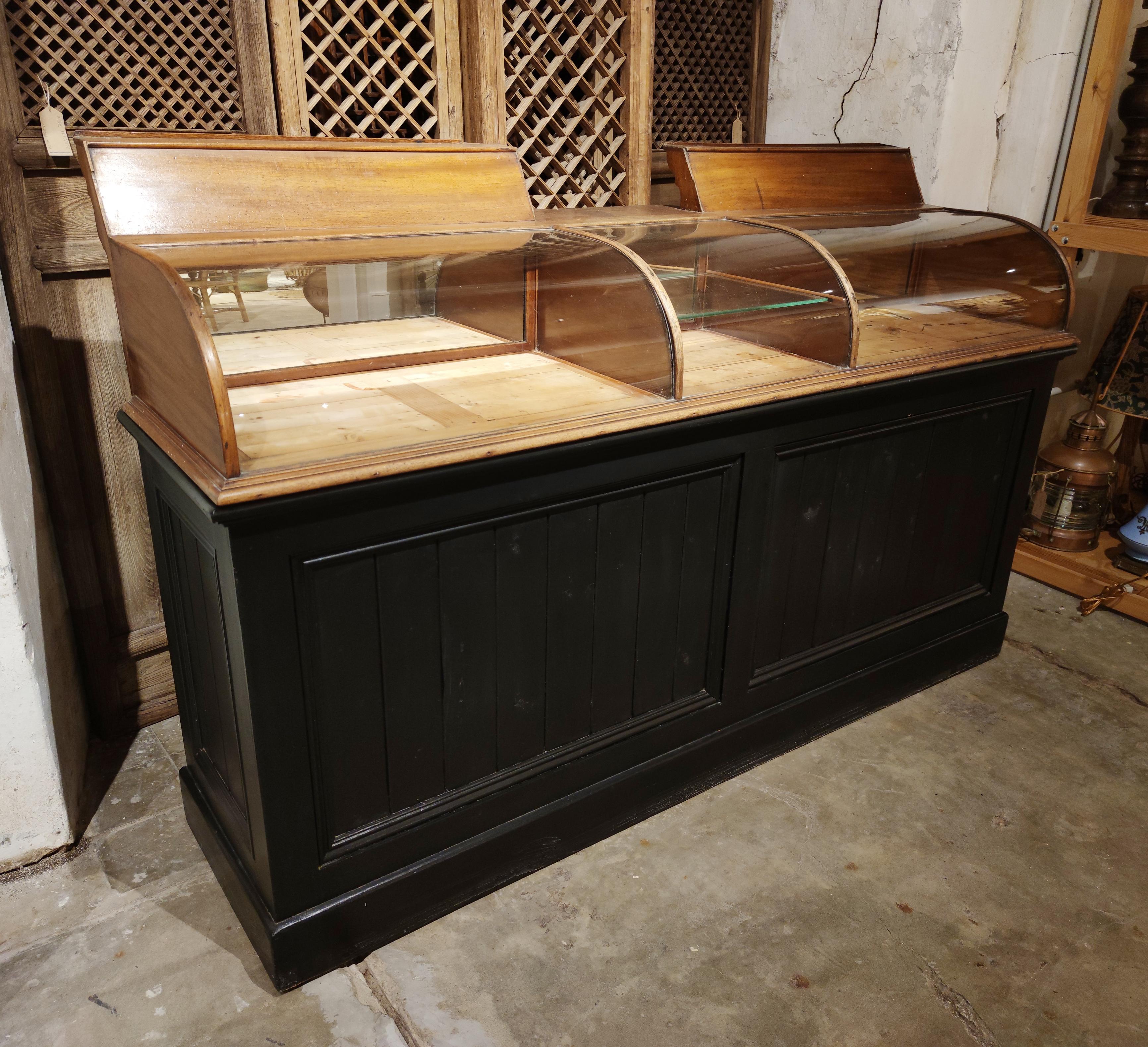 19th Century French Glass and Wood Shop Counter 3