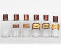 19th Century French Glass Apothecary Jars, Set of 6