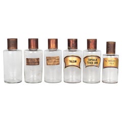 19th Century French Glass Apothecary Jars, Set of 6