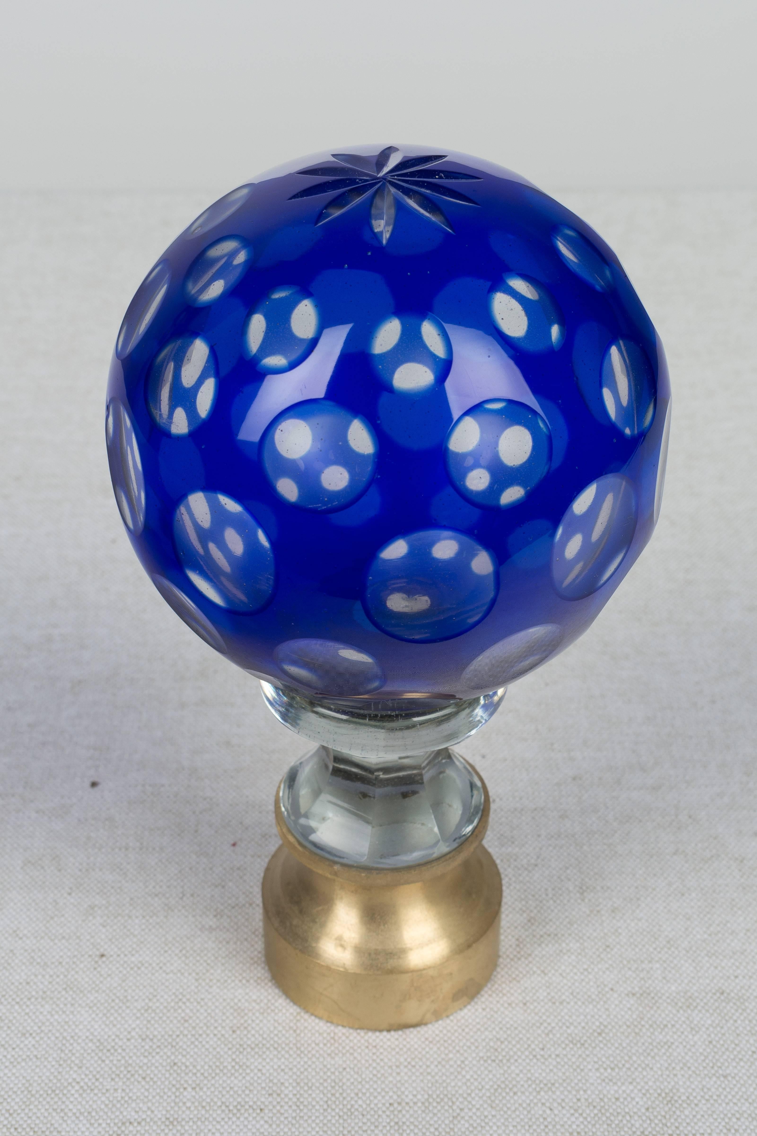 Cast 19th Century French Glass Boule d'escalier or Newel Post Finial