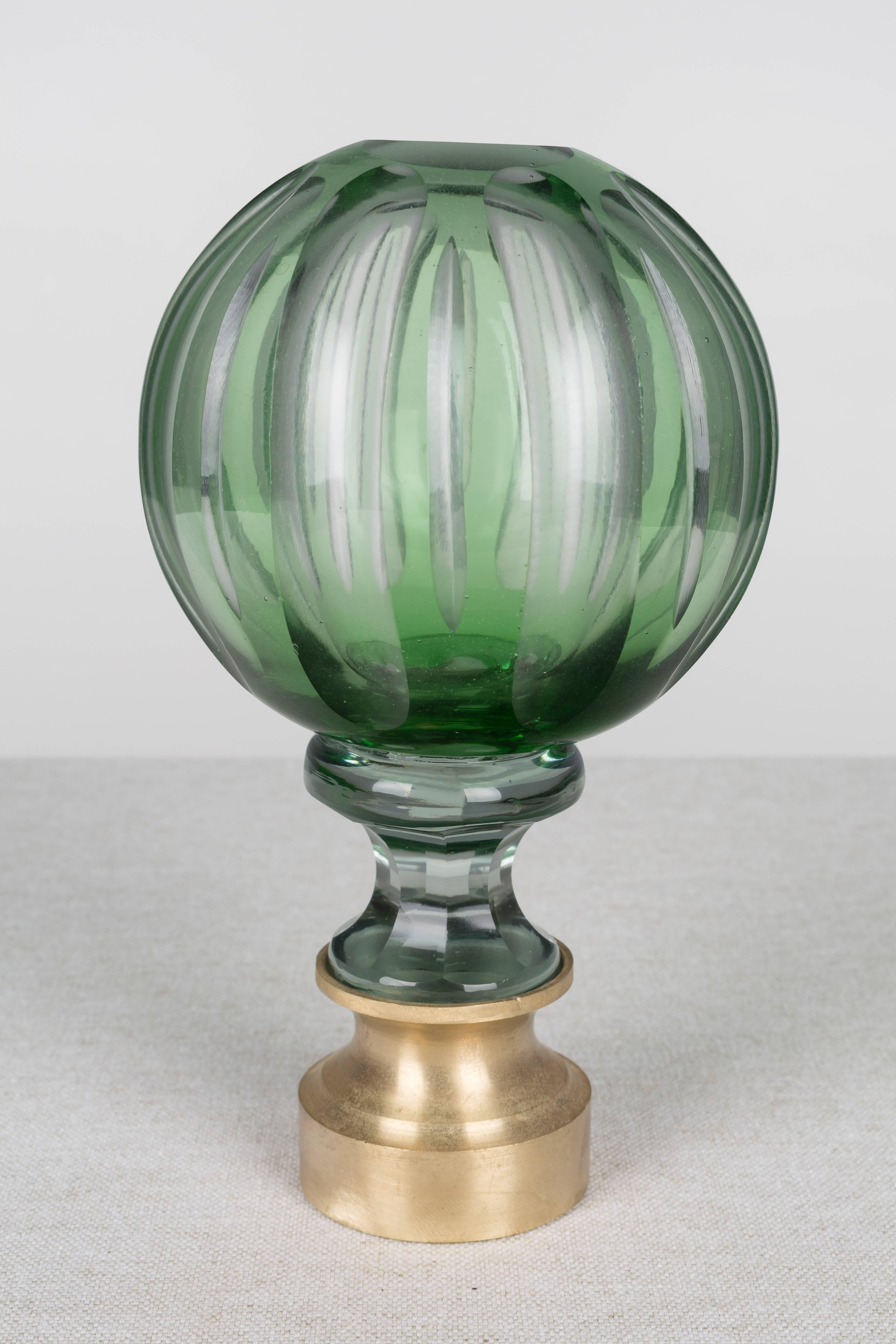 Cast 19th Century French Glass Boule D'escalier or Newel Post Finial