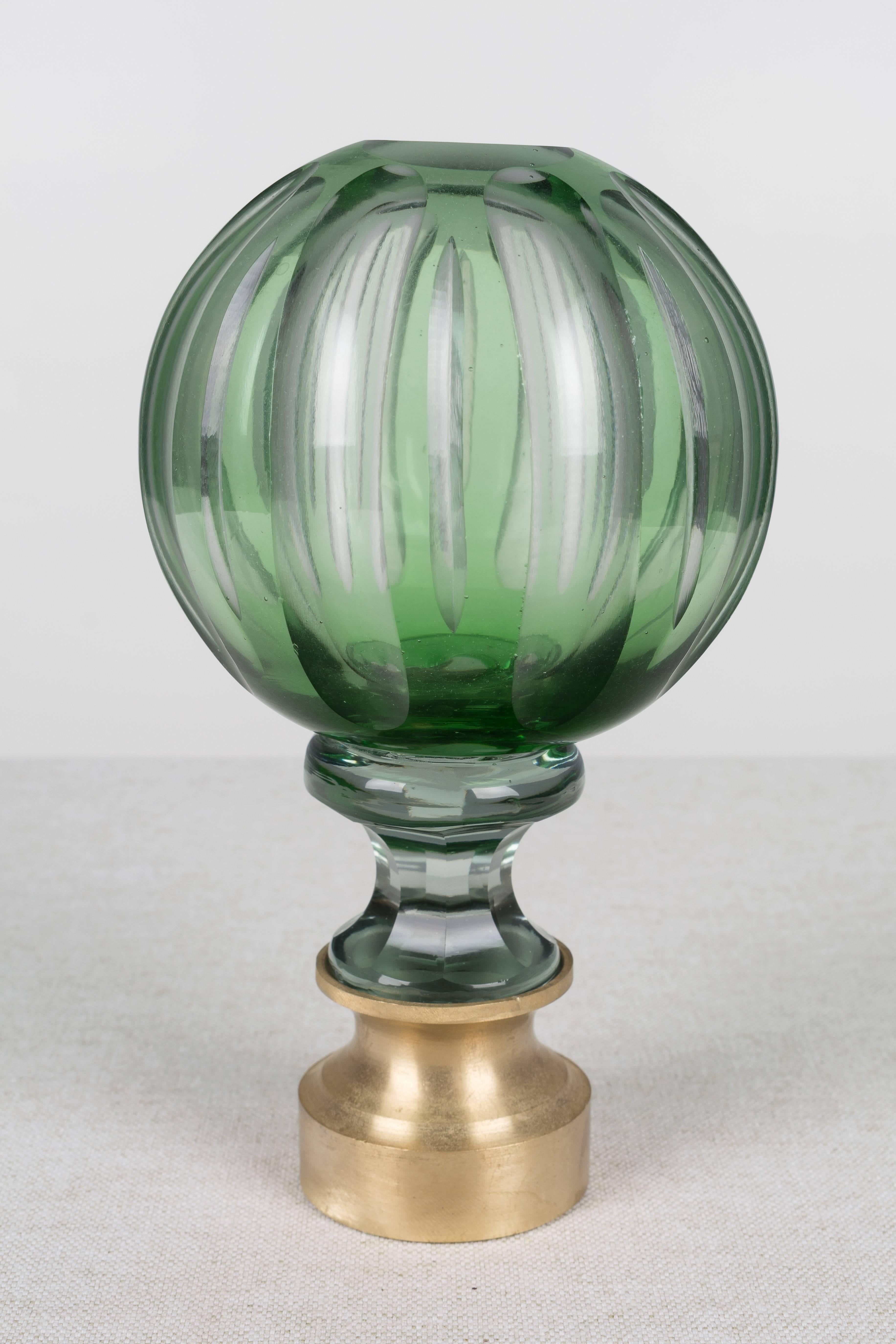 19th Century French Glass Boule D'escalier or Newel Post Finial In Excellent Condition In Winter Park, FL