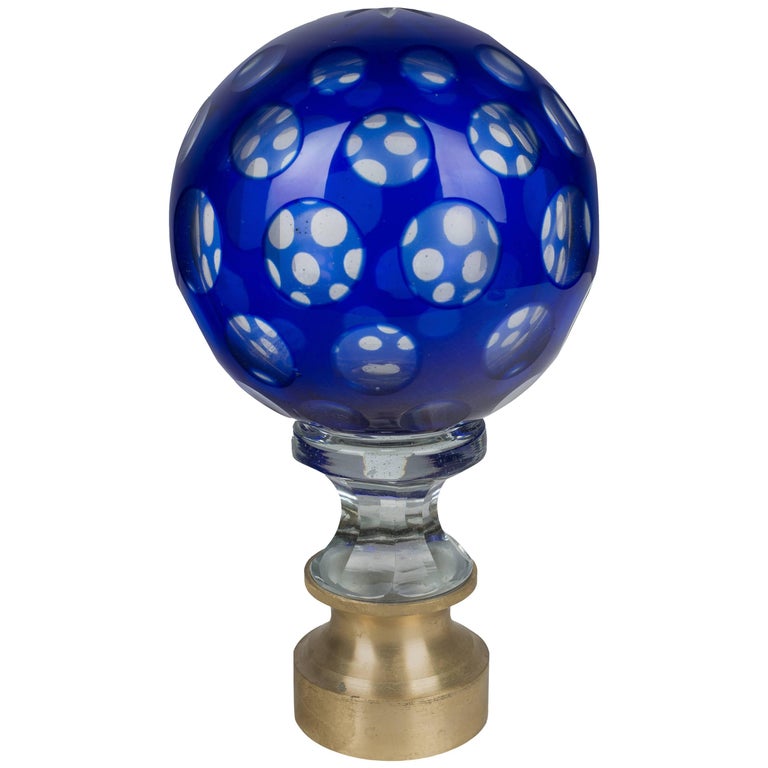 19th Century French Glass Boule D Escalier Or Newel Post Finial At