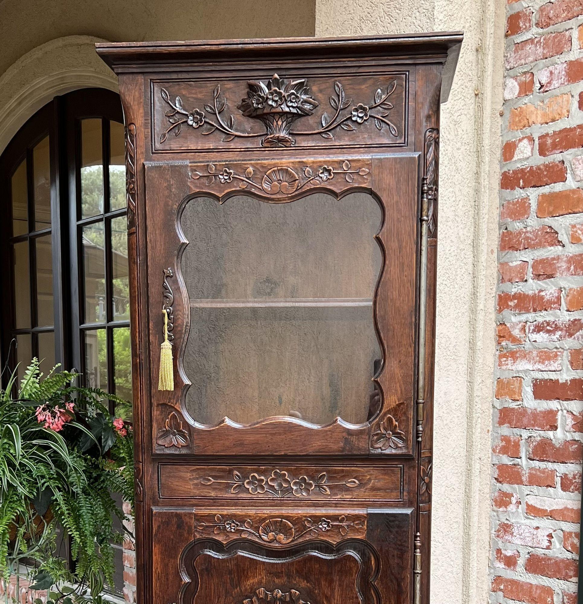 19th Century French Glass Vitrine Display Cabinet Carved Louis XV Music Motif 8