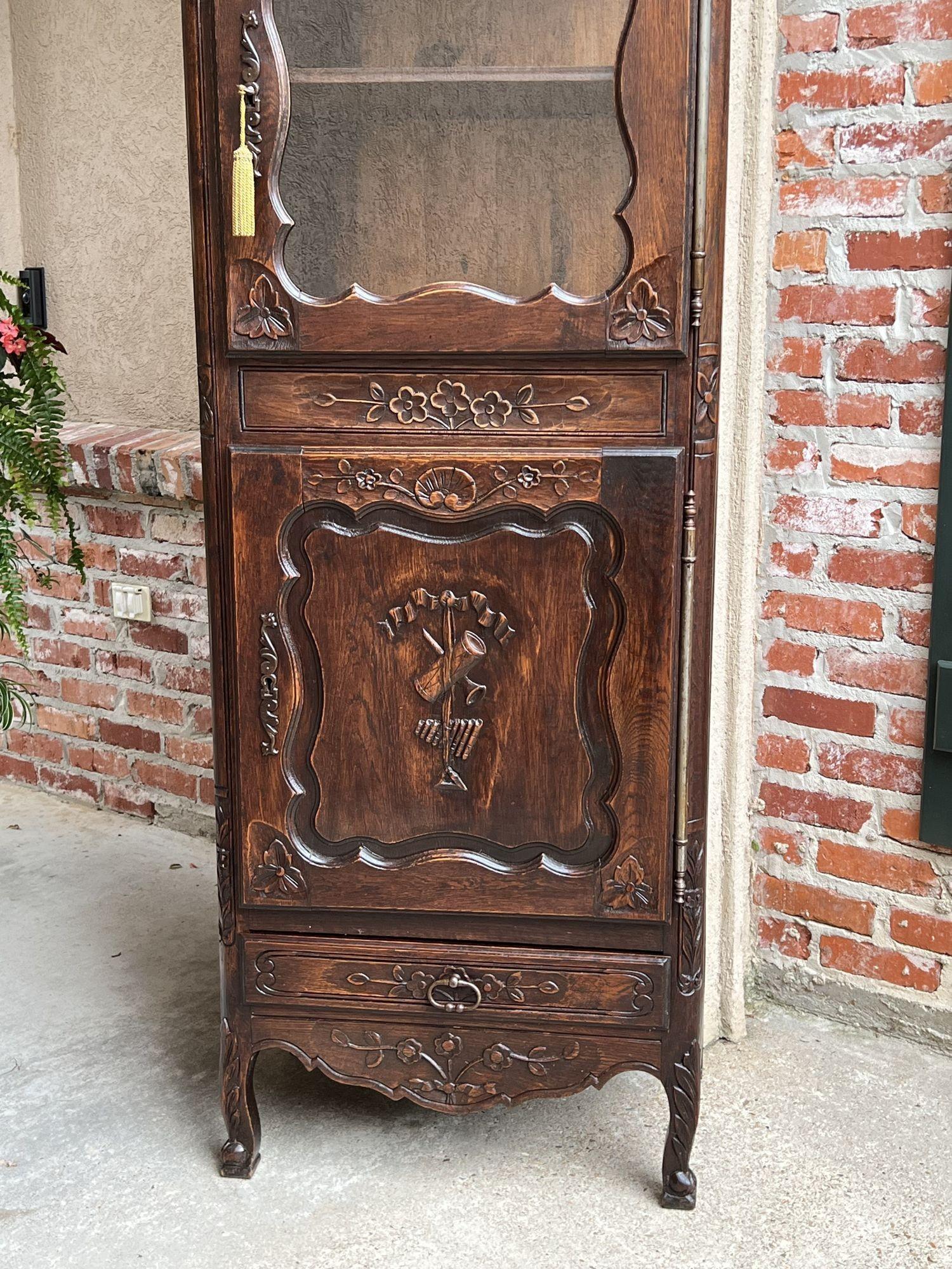 19th Century French Glass Vitrine Display Cabinet Carved Louis XV Music Motif 2