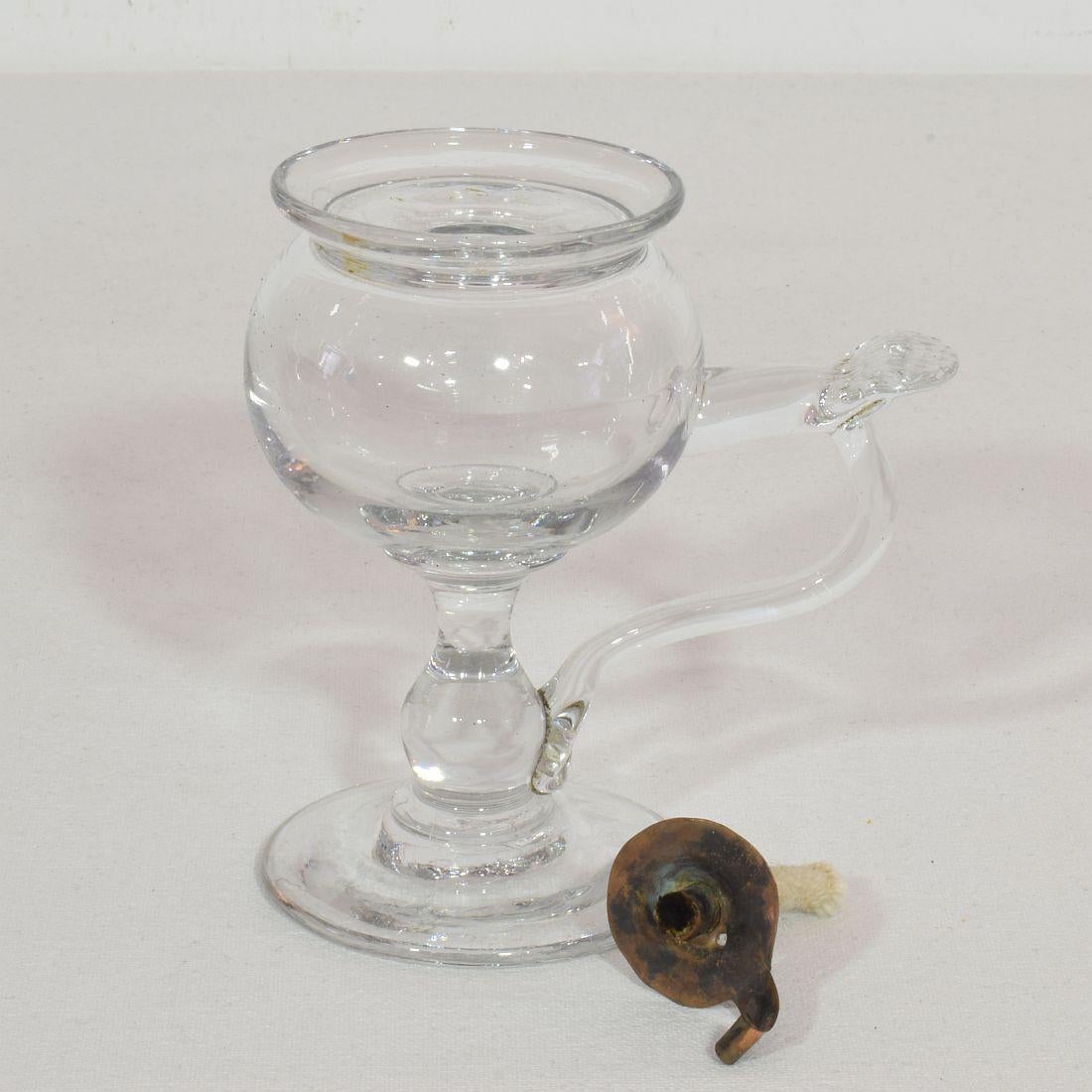 19th Century French Glass Weavers Oil Lamp 6