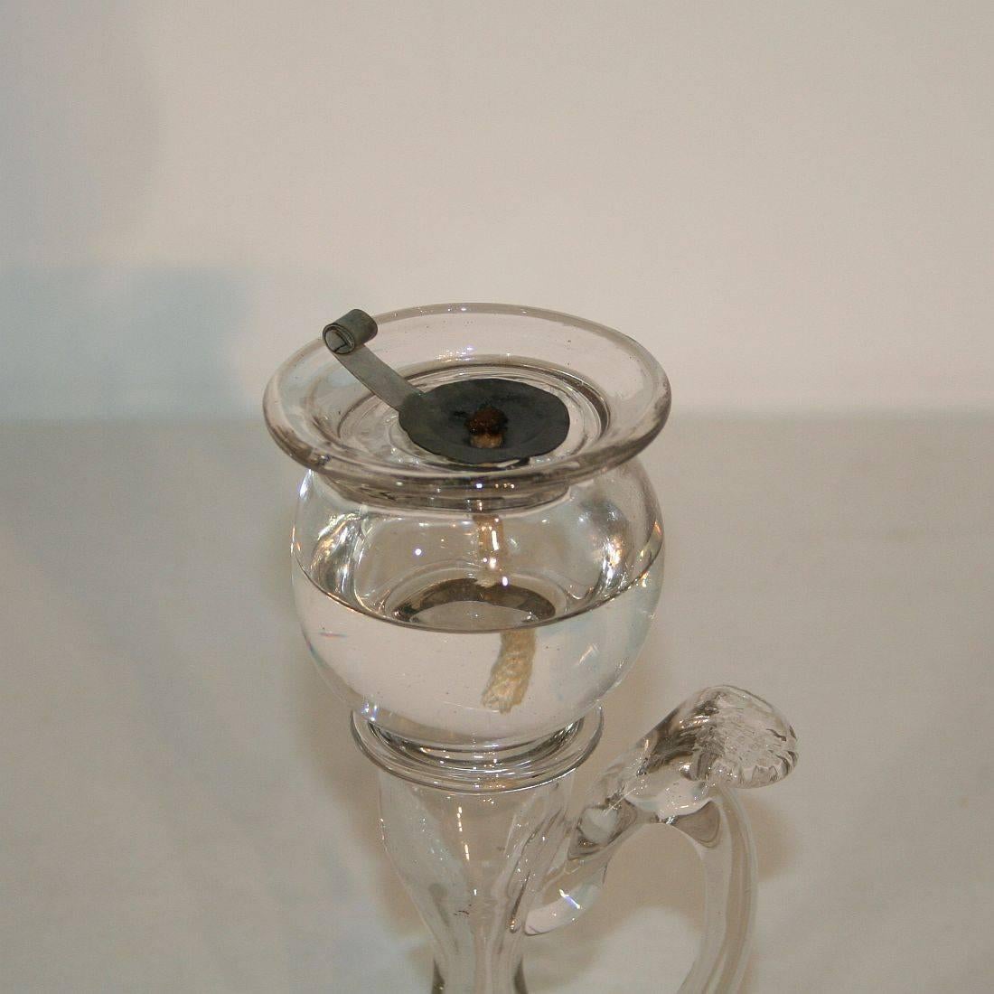19th Century French Glass Weavers Oil Lamp 1