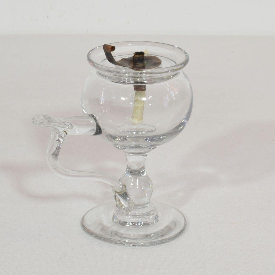 19th Century French Glass Weavers Oil Lamp 1