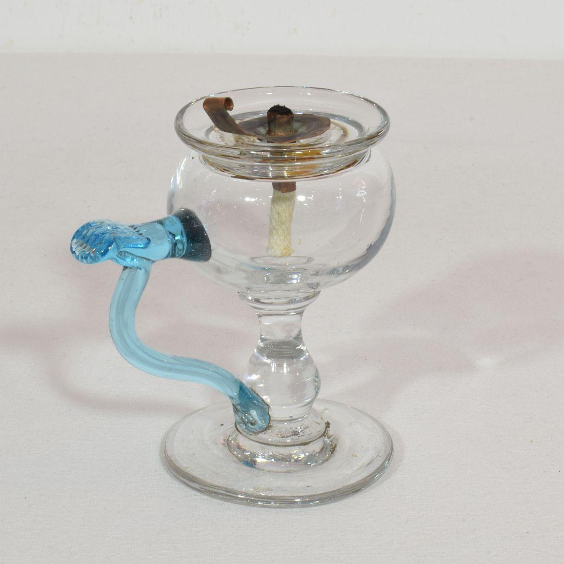 19th Century French Glass Weavers Oil Lamp For Sale 1