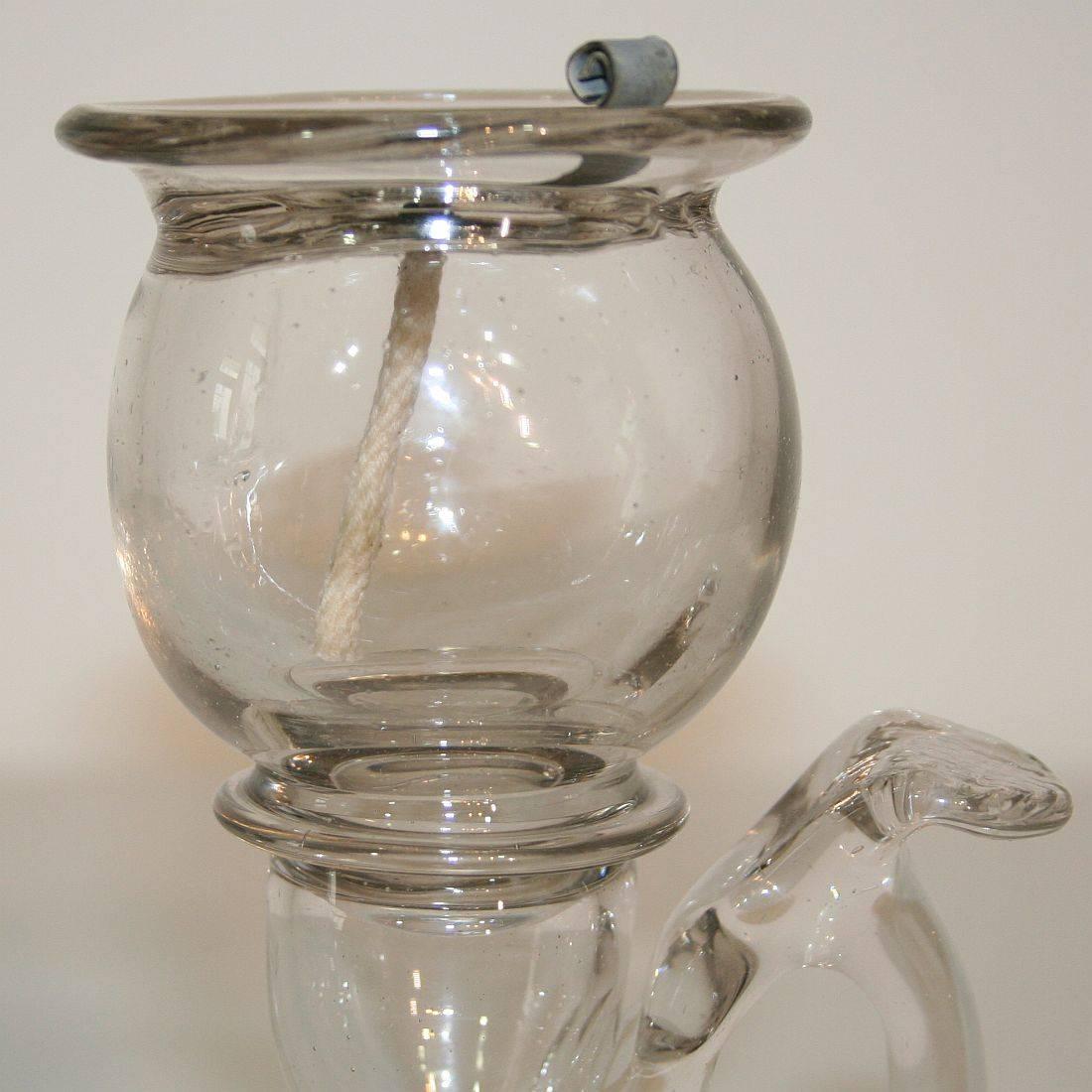 19th Century French Glass Weavers Oil Lamp 2